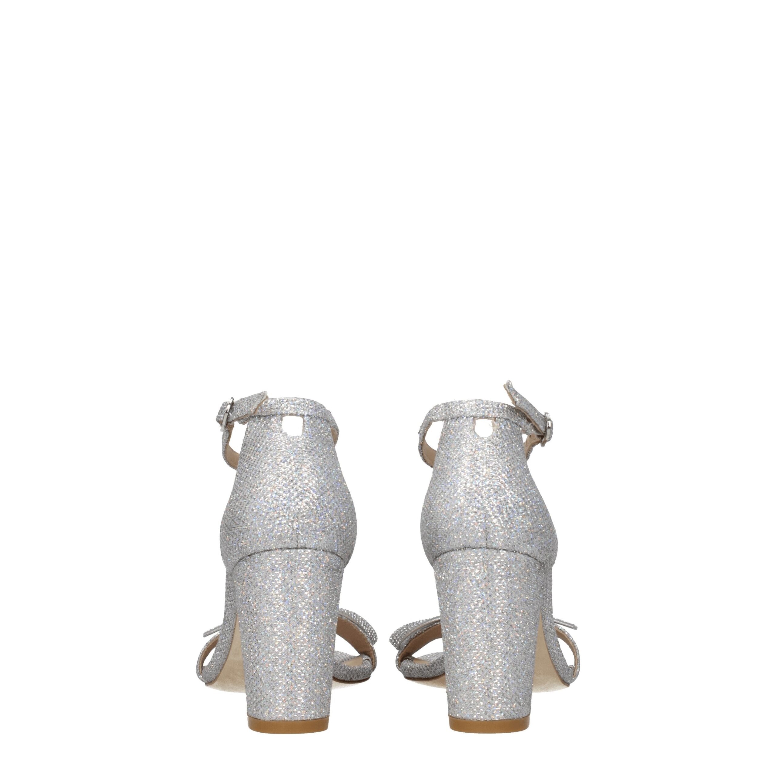 Stuart Weitzman Gray Fabric Platform Sandals