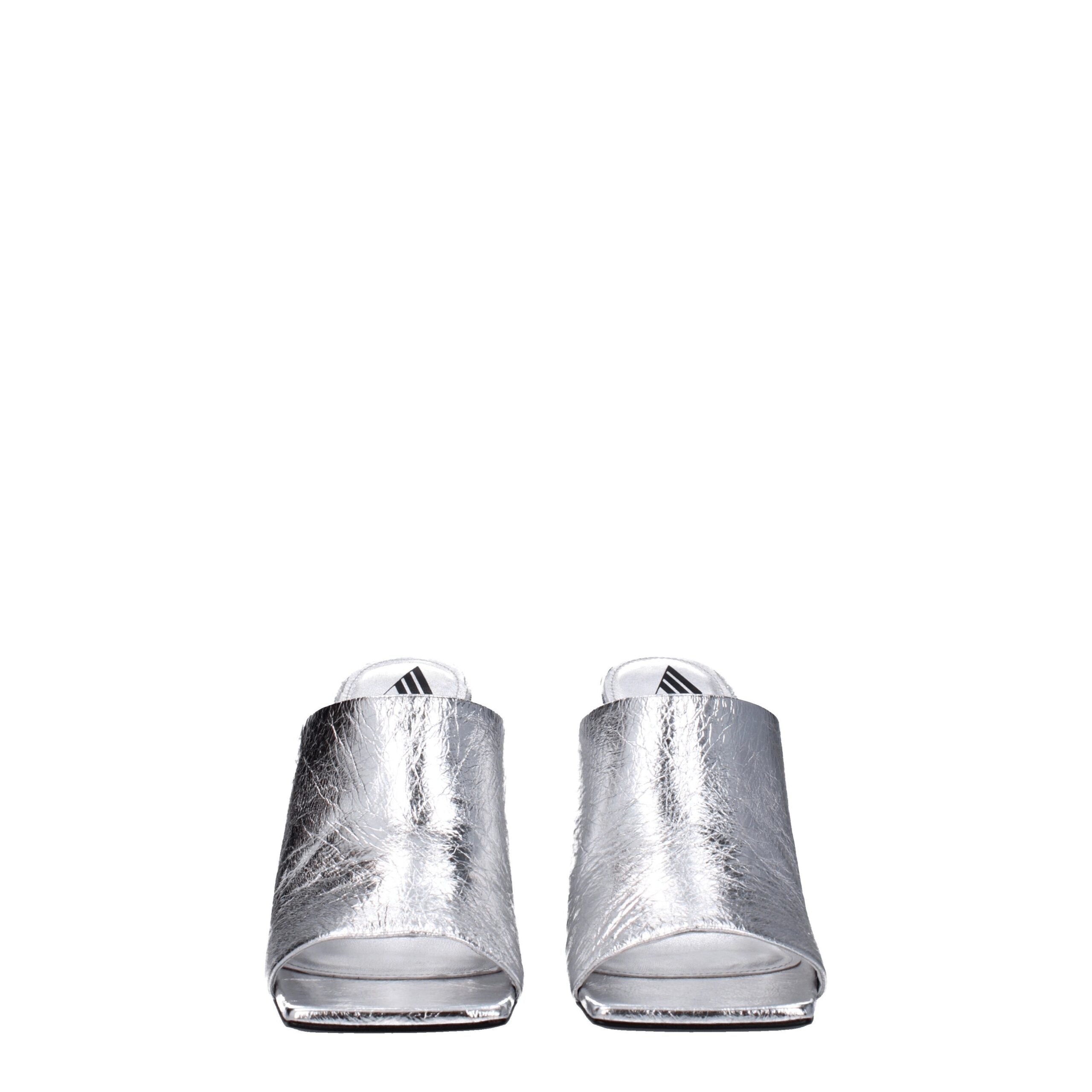 The Attico Gray Leather Platform Sandals