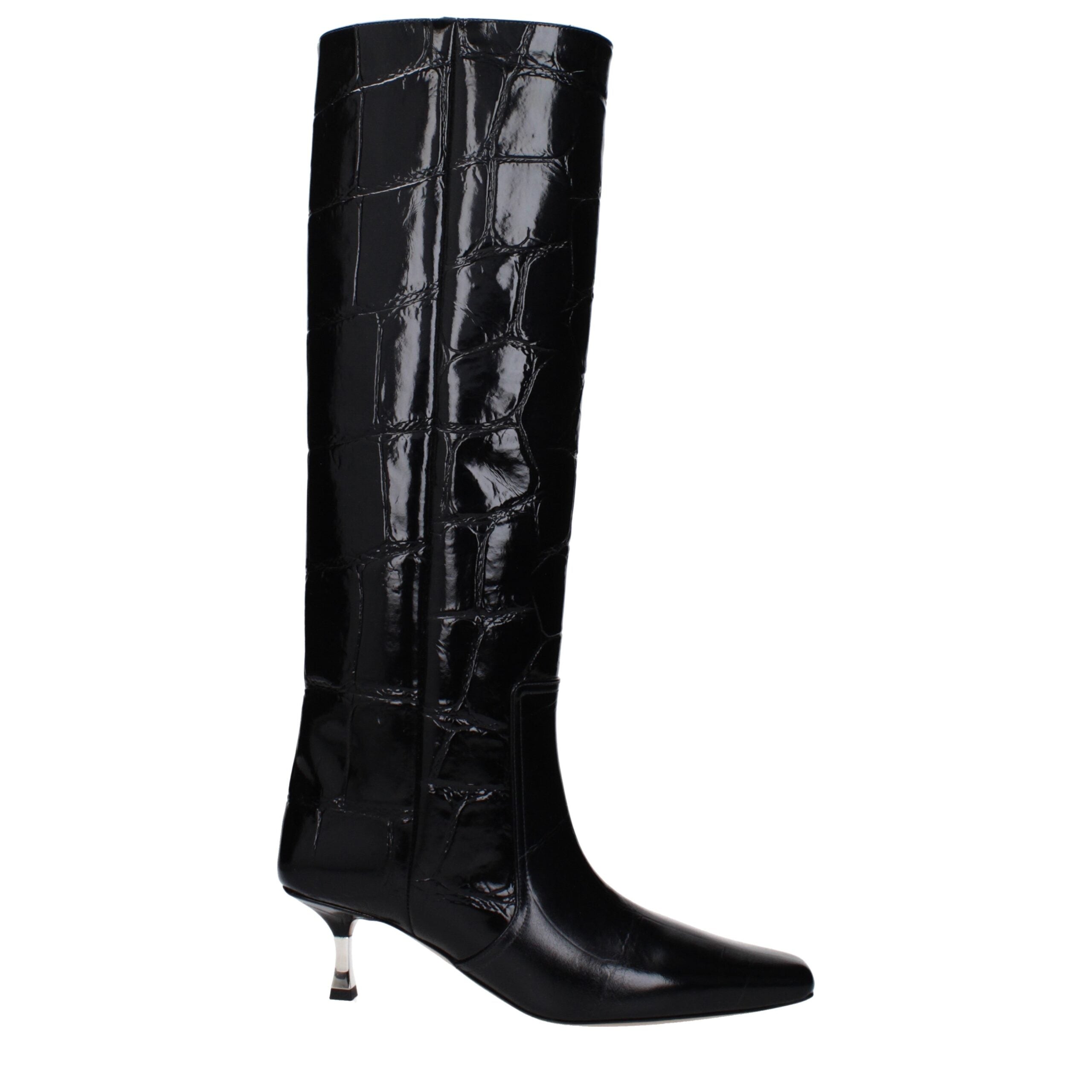 Bottes à talons hauts en cuir noir Paris Texas