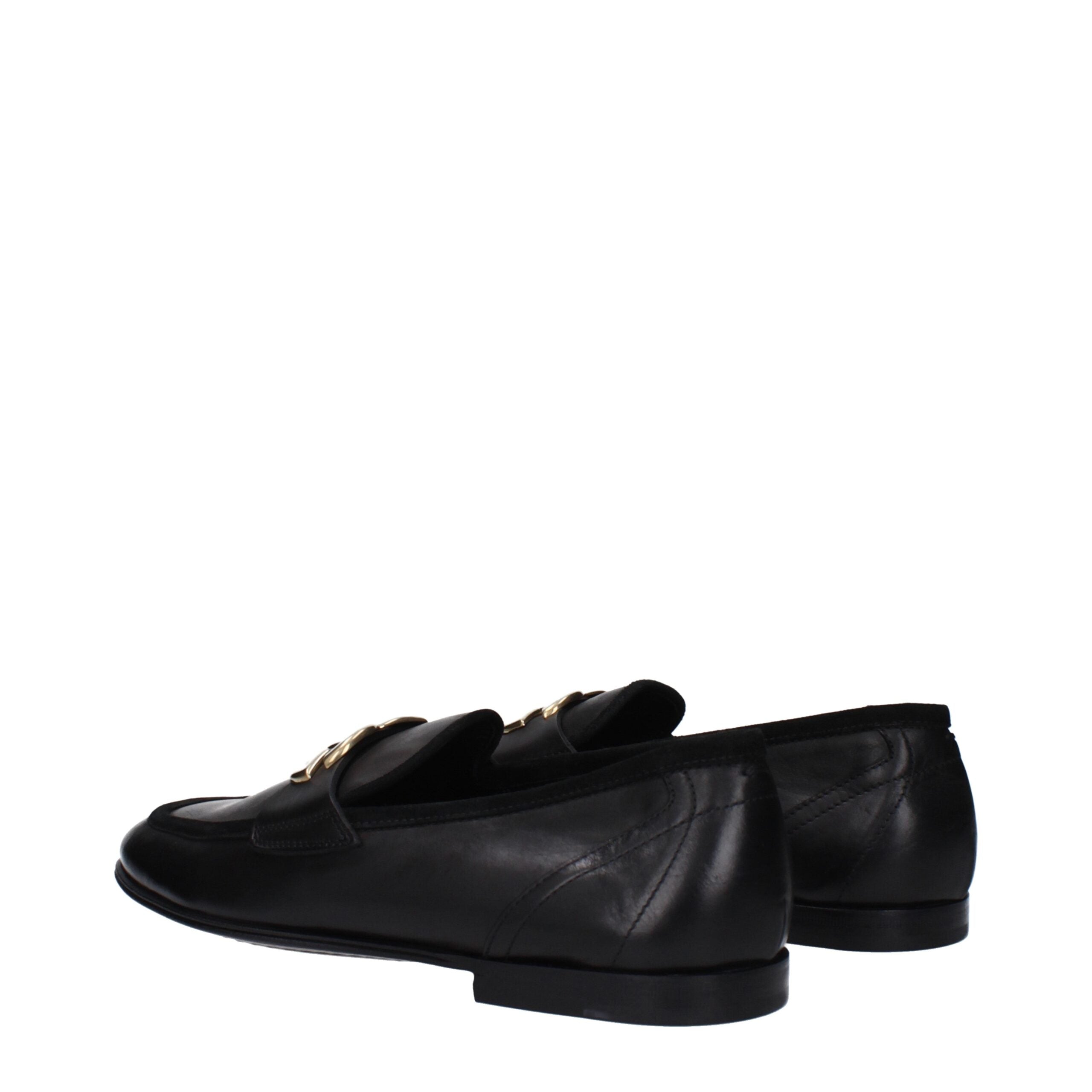 Dolce & Gabbana Black Leather Slip-On Loafers