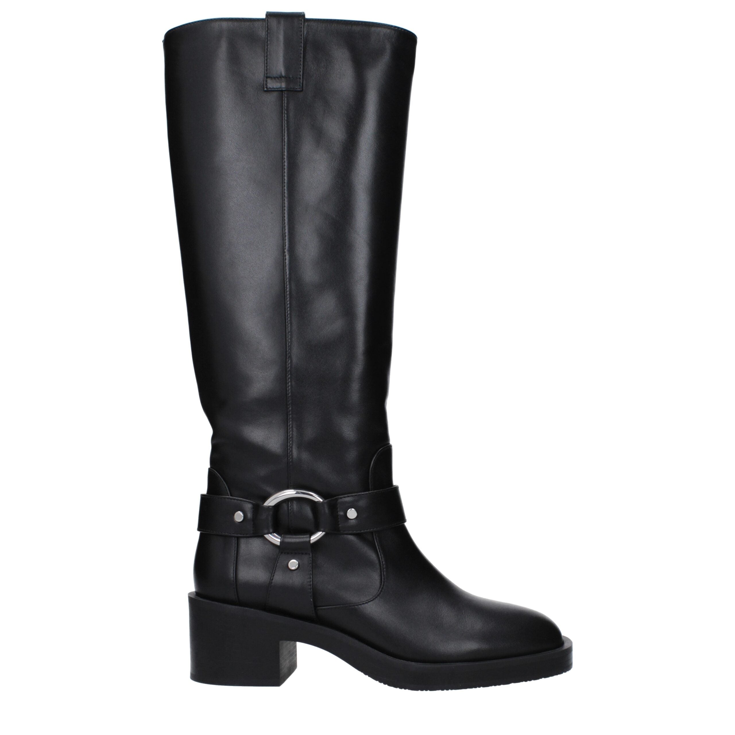 Bottes à talons hauts en cuir noir Stuart Weitzman