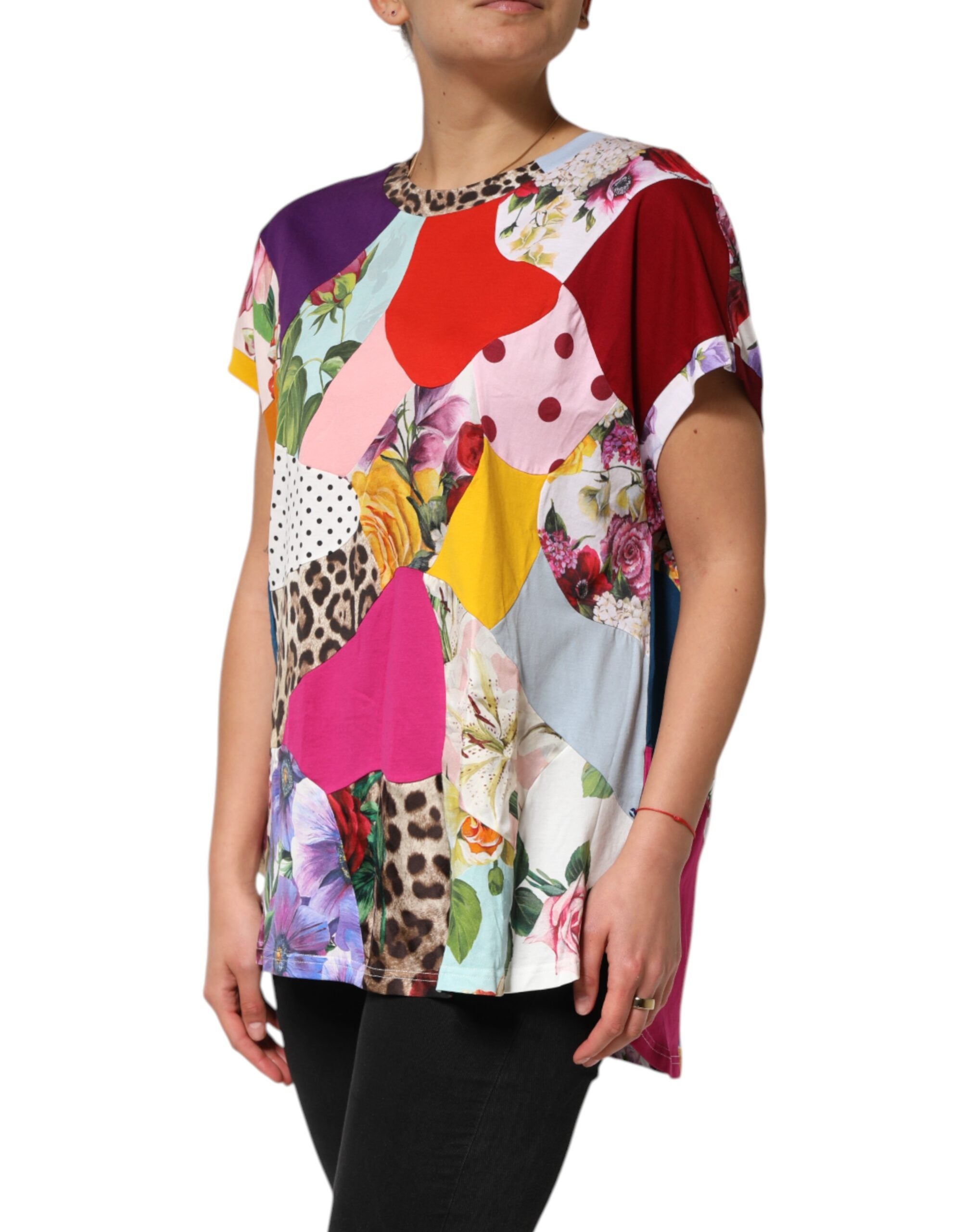 Dolce & Gabbana Multicolor Patchwork Cotton Silk Blouse Top