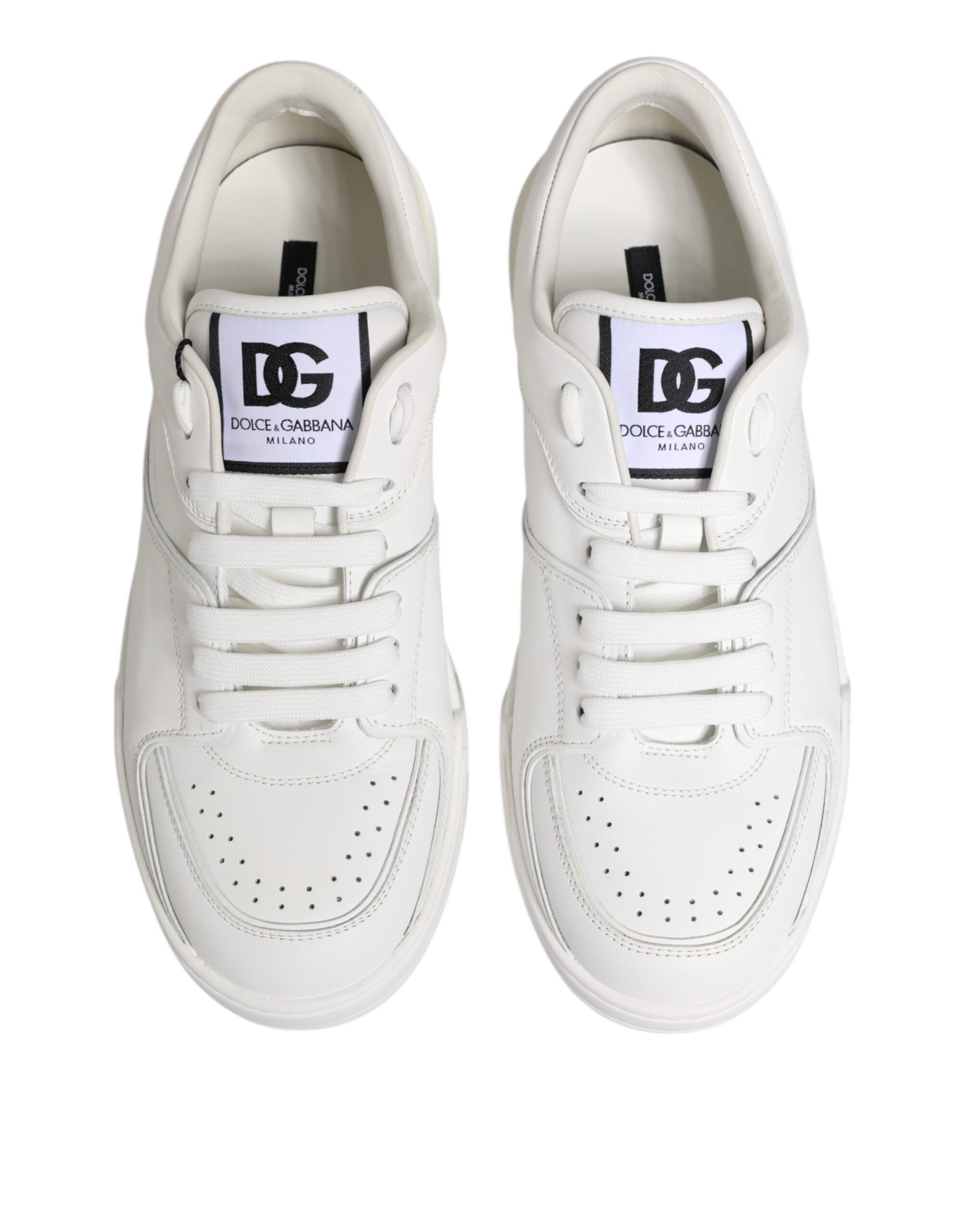 Dolce & Gabbana Weiße Miami Leder Low Top Sneakers Schuhe