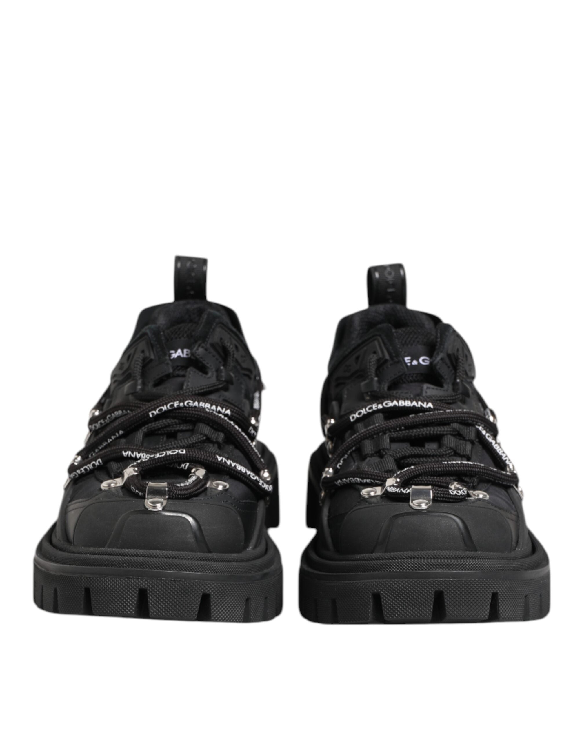 Dolce & Gabbana – Schwarze Trekking-Sneaker mit niedrigem Schaft und Schnürung