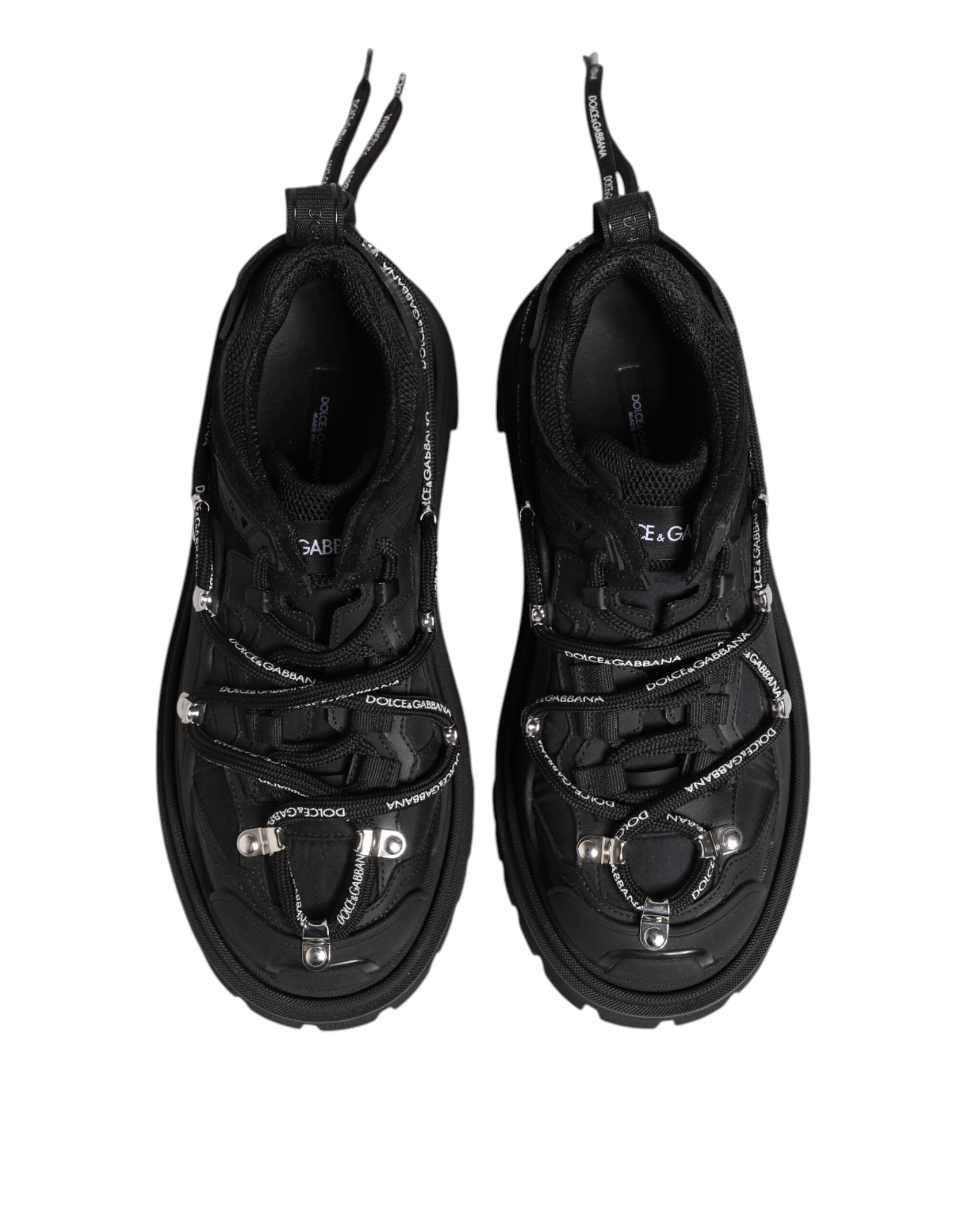 Dolce & Gabbana – Schwarze Trekking-Sneaker mit niedrigem Schaft und Schnürung