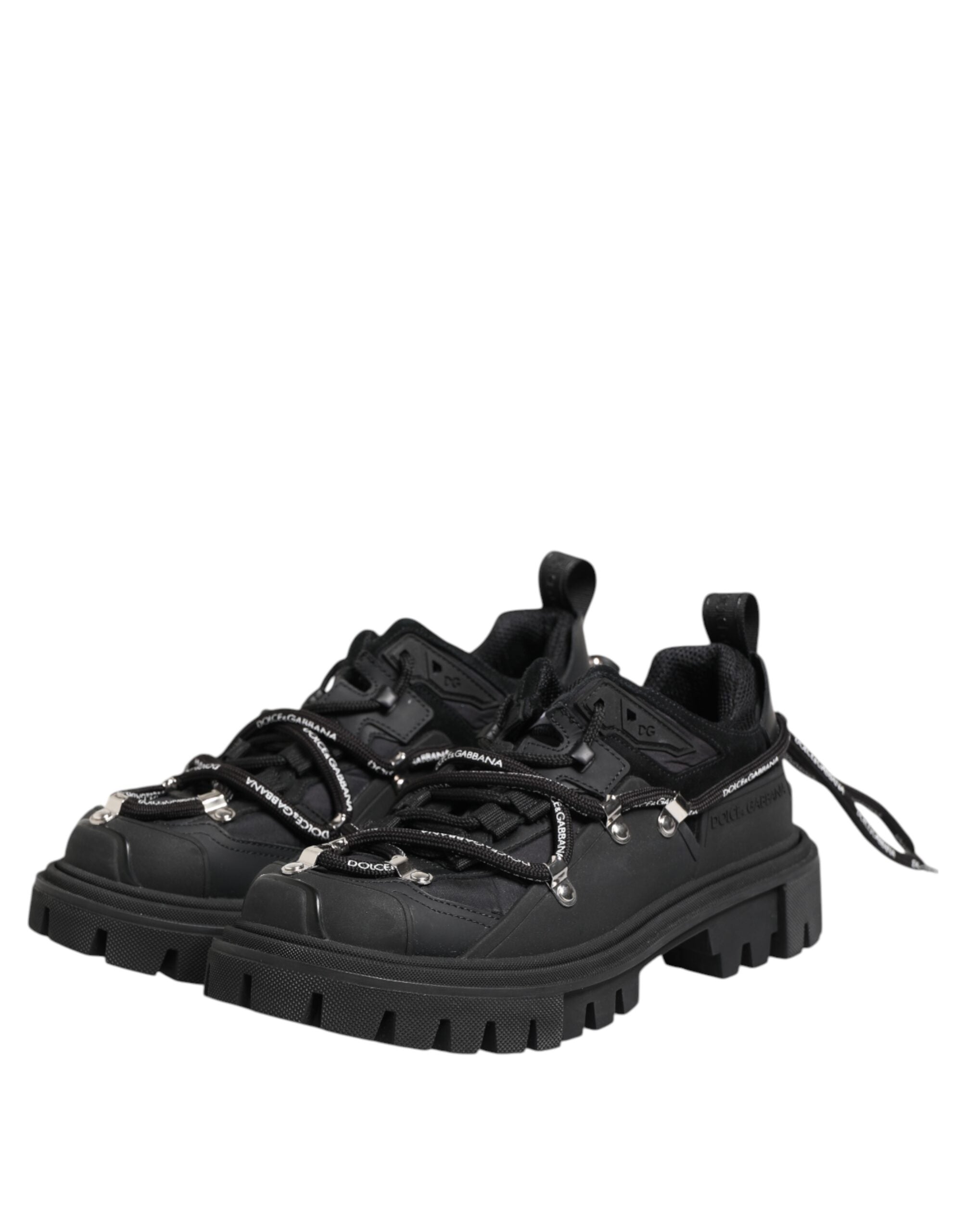Dolce & Gabbana – Schwarze Trekking-Sneaker mit niedrigem Schaft und Schnürung