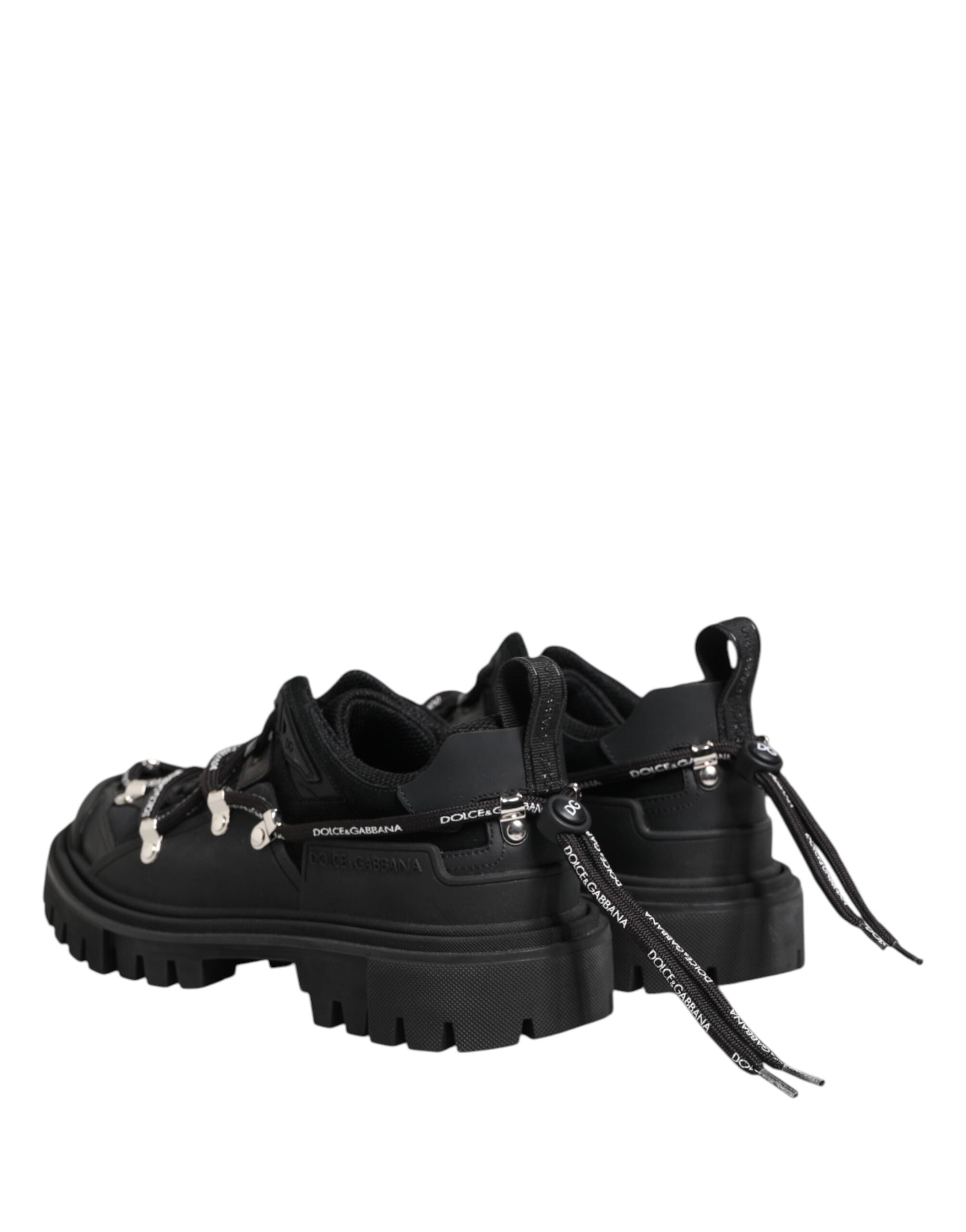 Dolce & Gabbana – Schwarze Trekking-Sneaker mit niedrigem Schaft und Schnürung