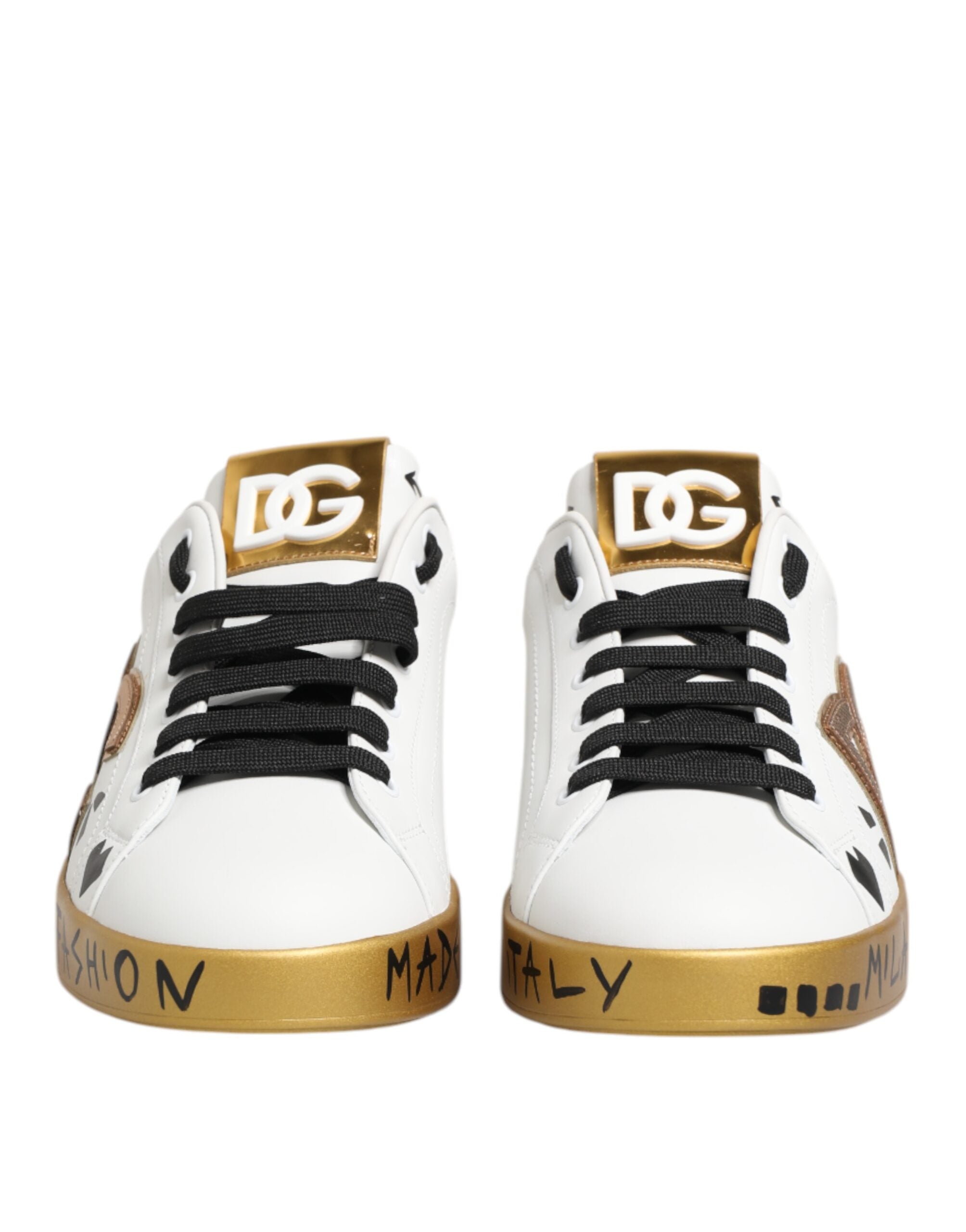 Dolce & Gabbana Weißgold Kristall Portofino Sneakers Schuhe