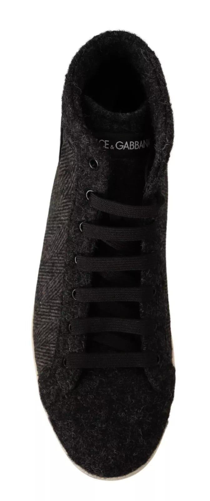 Dolce & Gabbana Graue lässige High-Top-Sneaker aus Wolle und Baumwolle