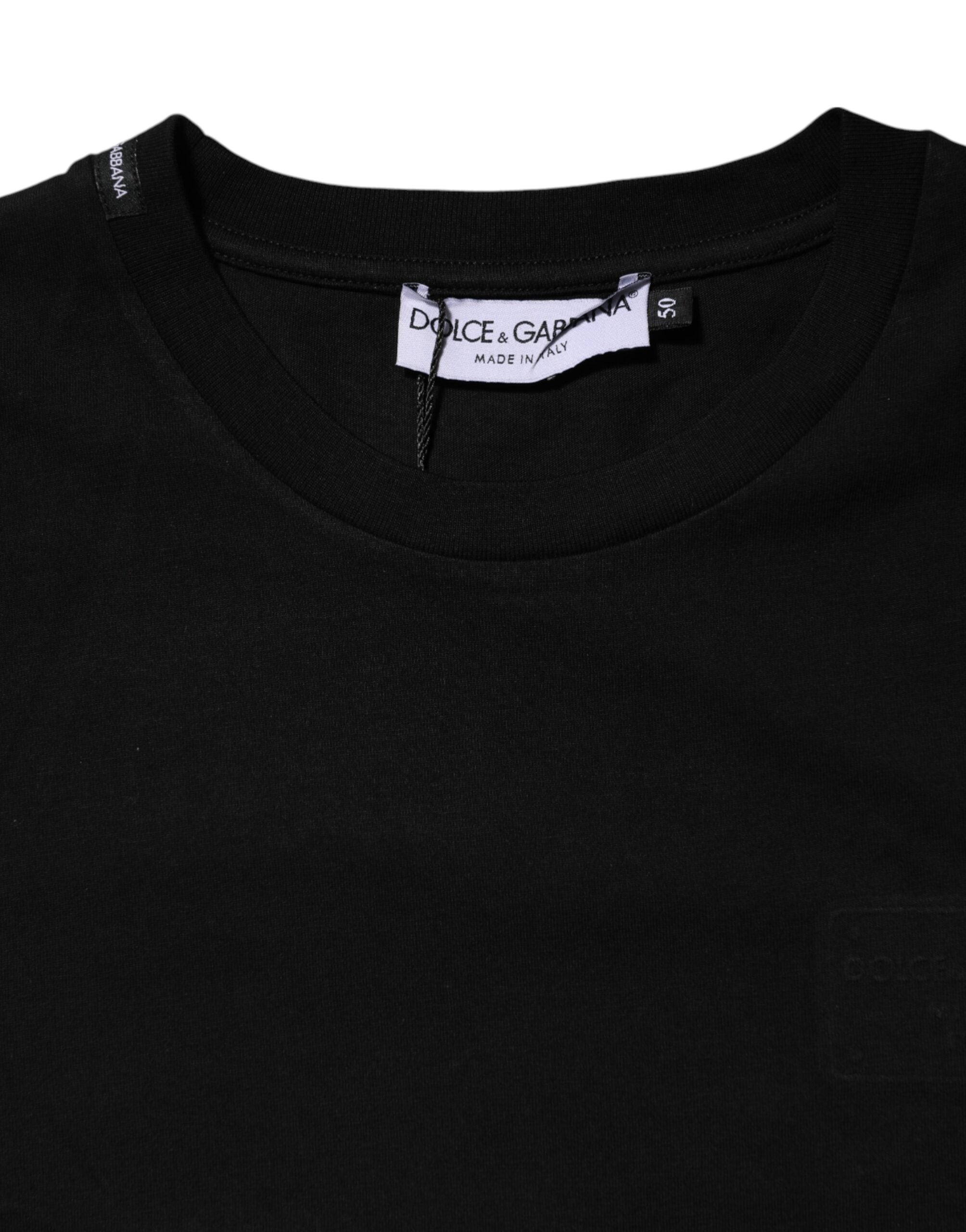 Dolce & Gabbana Black Cotton Crew Neck Short Sleeves T-shirt
