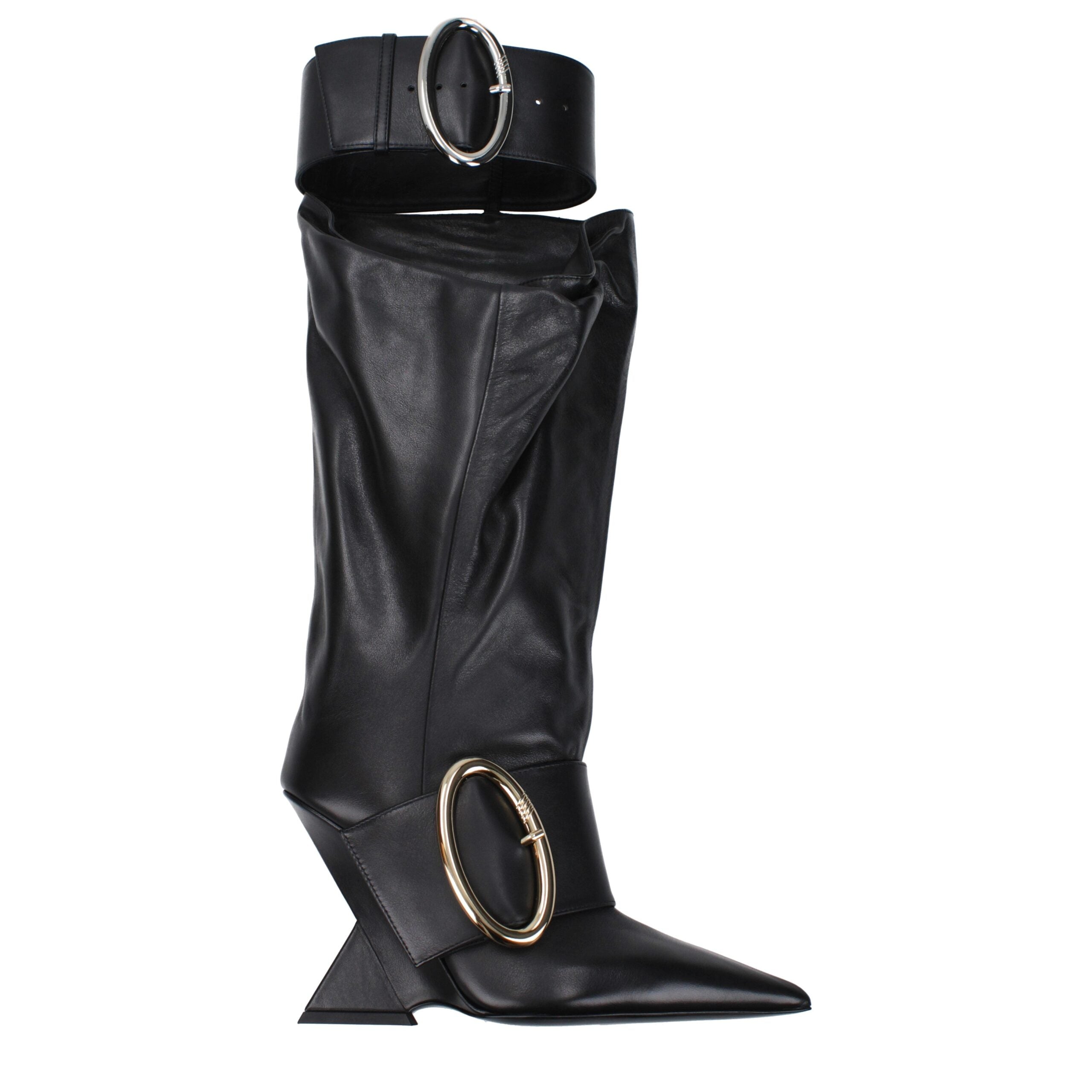 Les bottes en cuir noir Attico