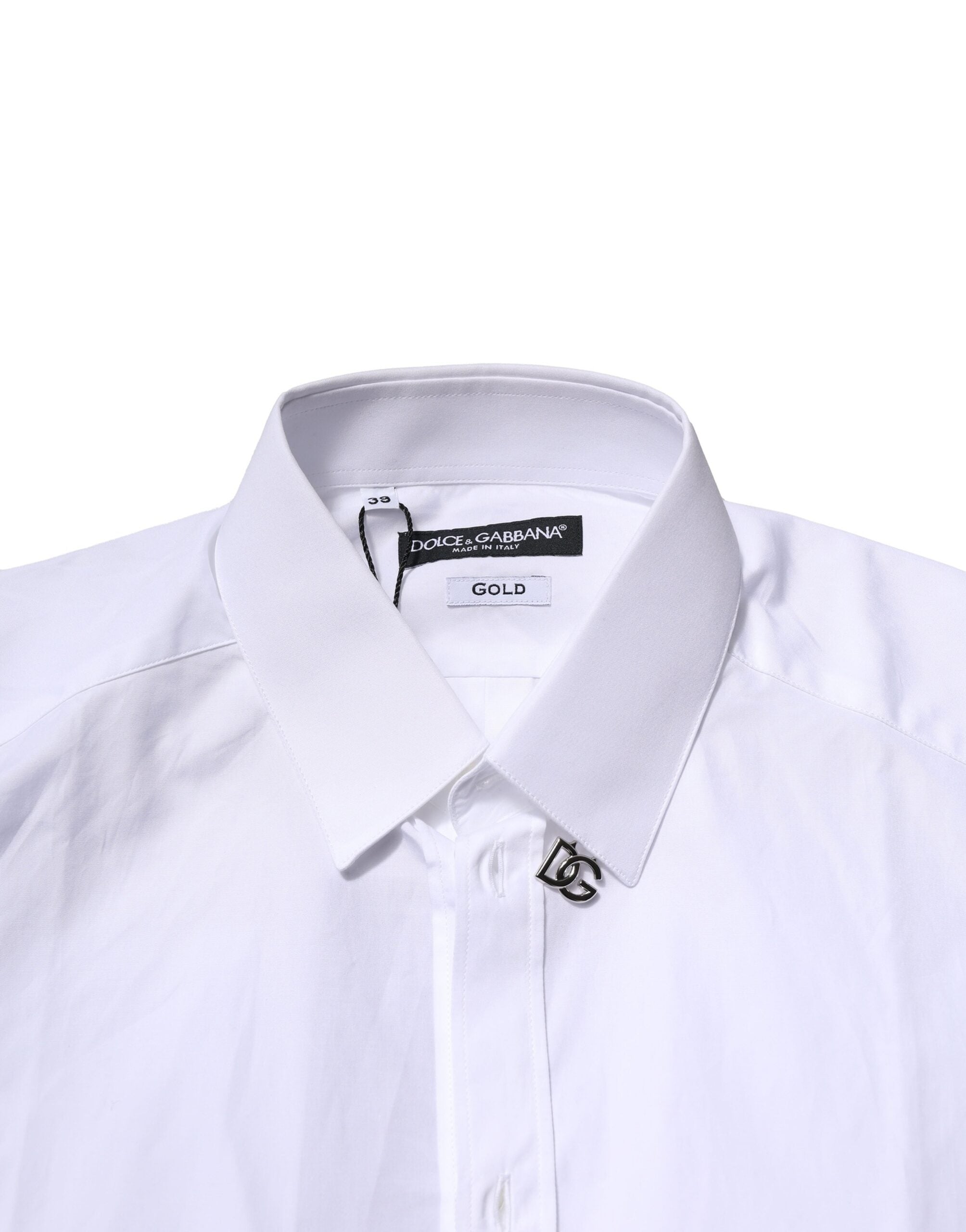 Dolce & Gabbana White Cotton GOLD Long Sleeves Formal Shirt