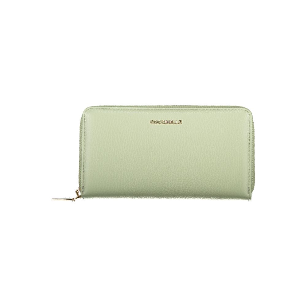 Portefeuille femme en cuir vert Coccinelle