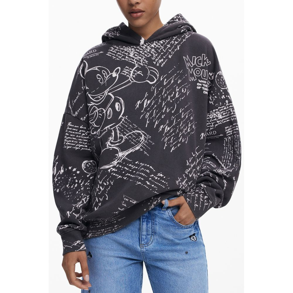 Sweat à capuche noir en coton pour femme Desigual
