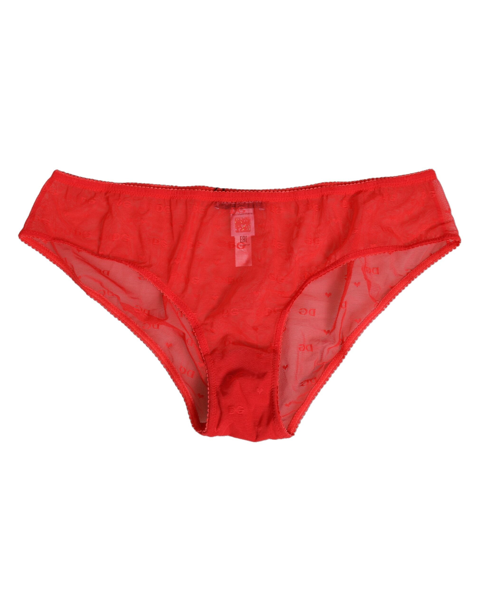 Culotte en dentelle transparente en nylon rouge Dolce & Gabbana