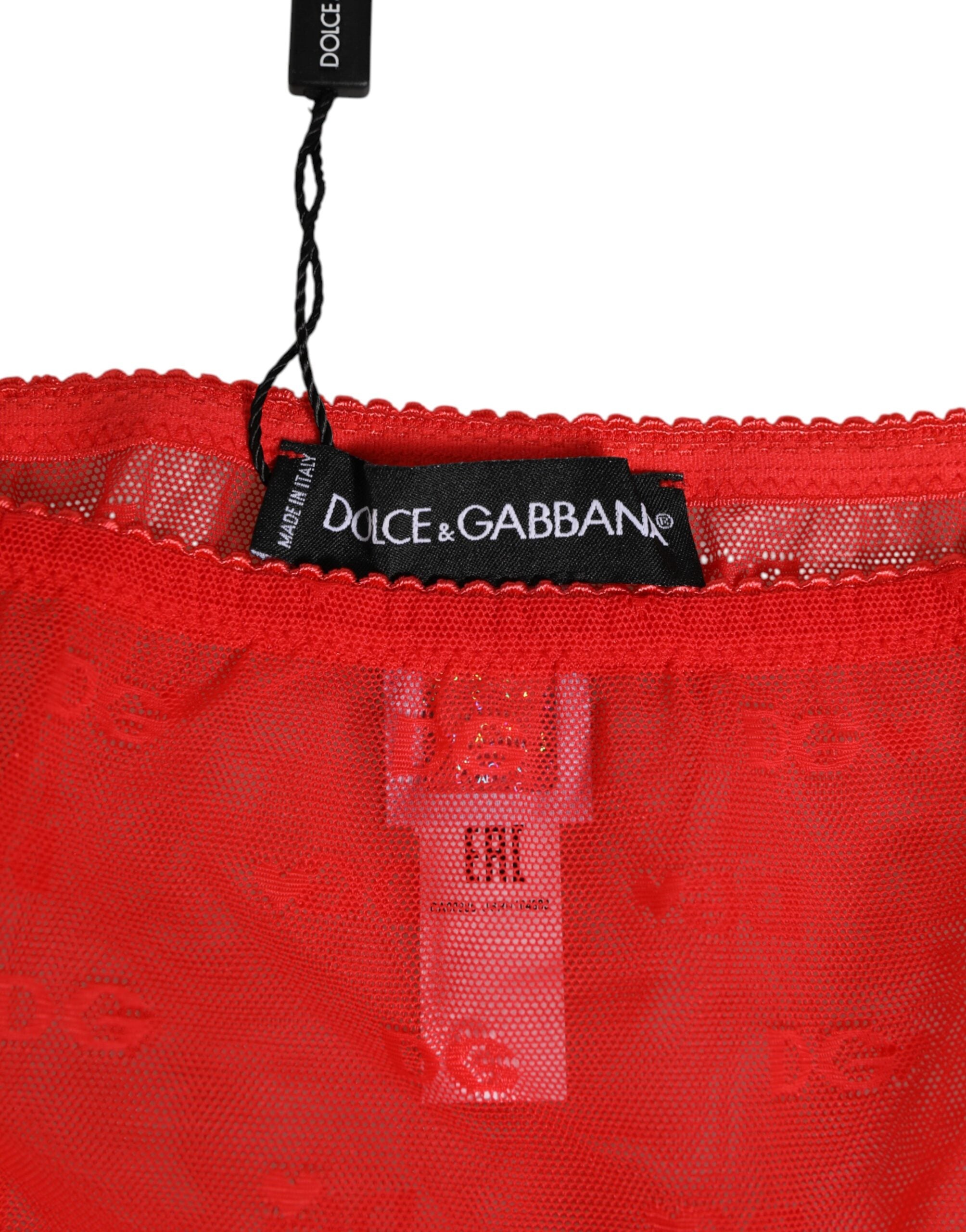 Culotte en dentelle transparente en nylon rouge Dolce & Gabbana