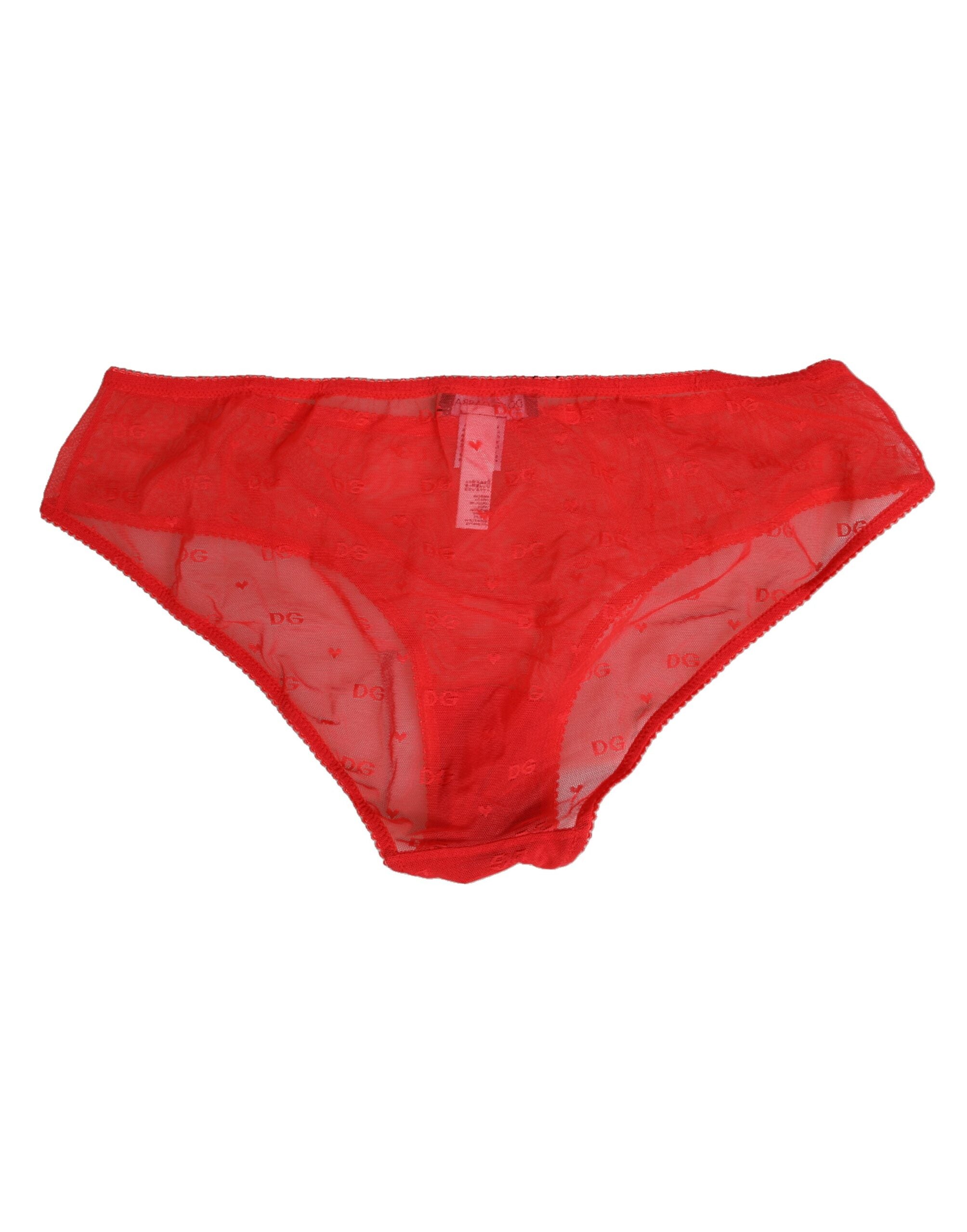 Culotte en dentelle transparente en nylon rouge Dolce & Gabbana