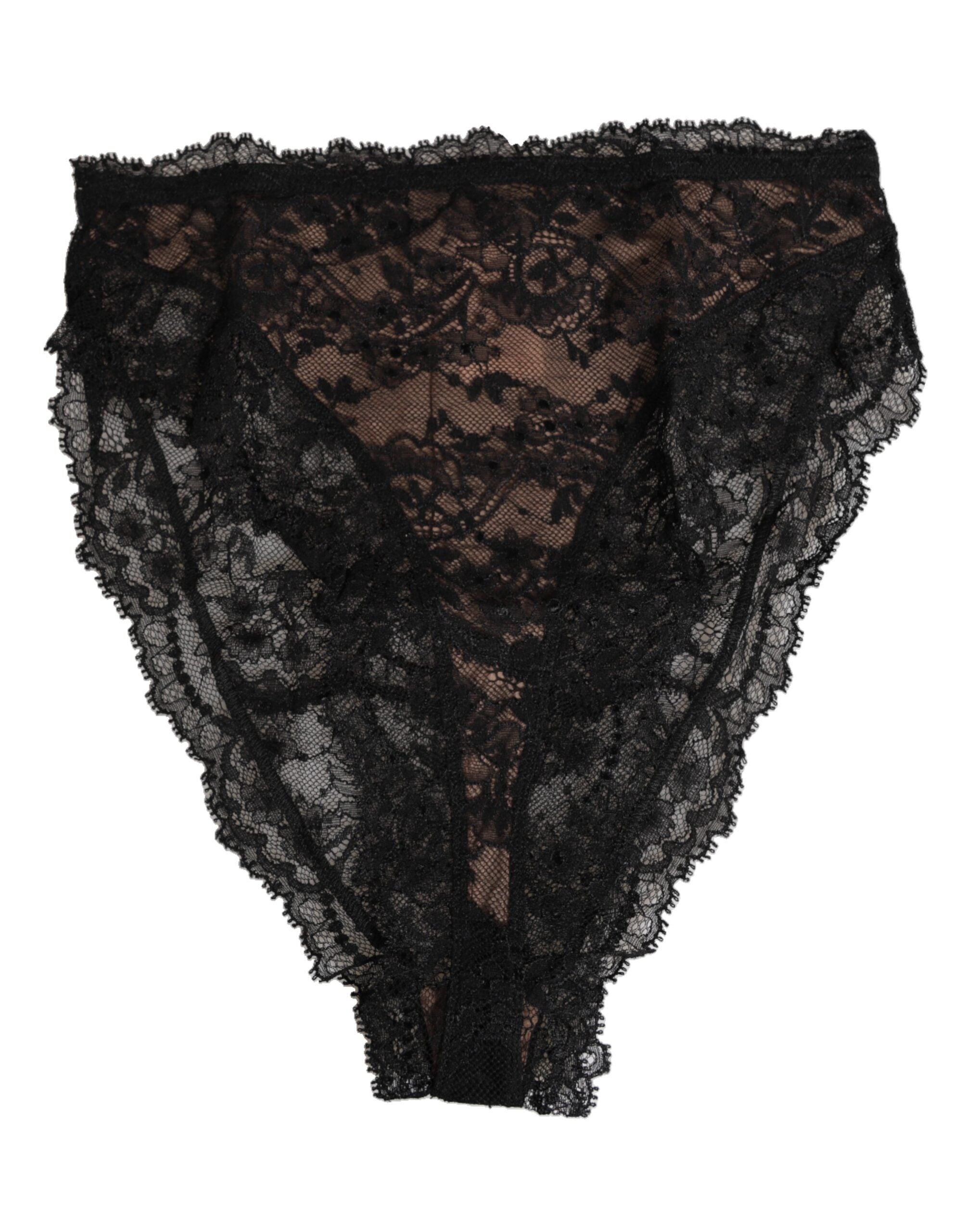 Culotte taille haute en maille et dentelle florale noire Dolce & Gabbana