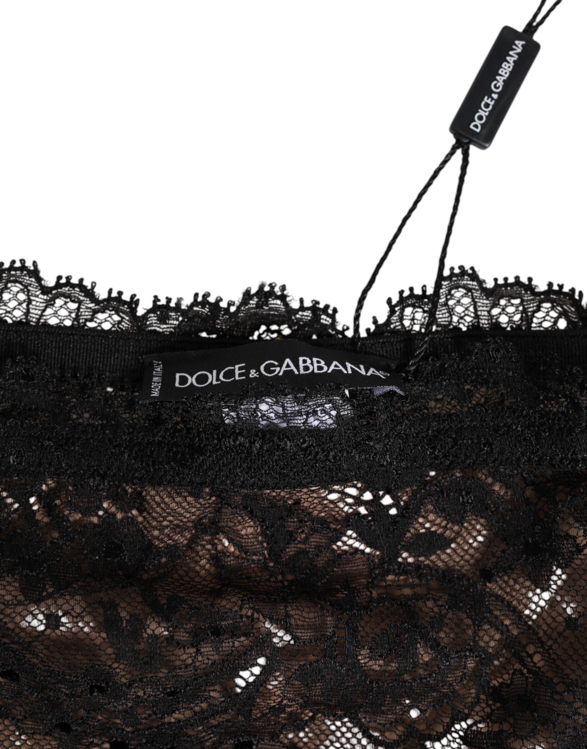 Culotte taille haute en maille et dentelle florale noire Dolce & Gabbana