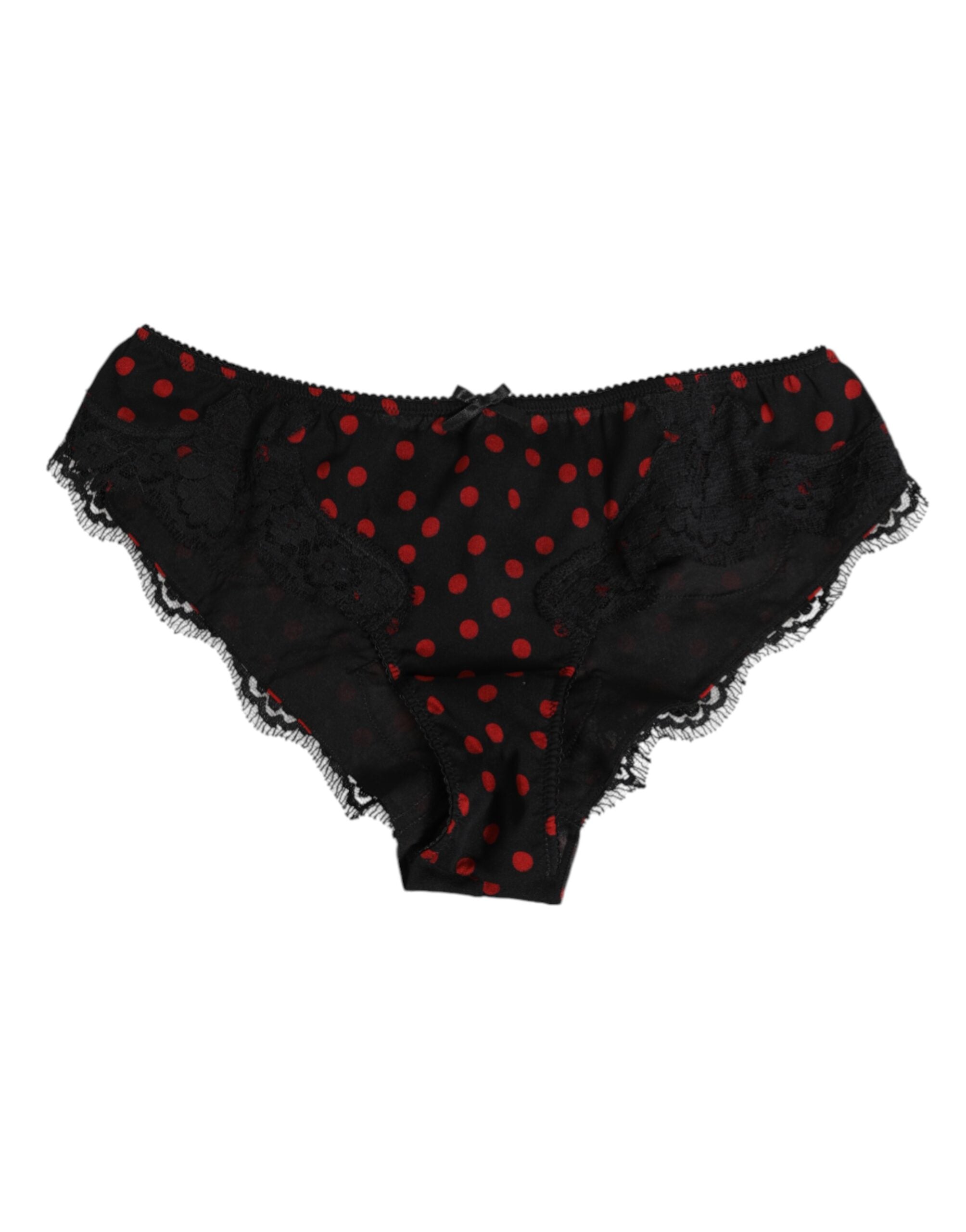 Culotte taille basse en soie noire à pois Dolce & Gabbana