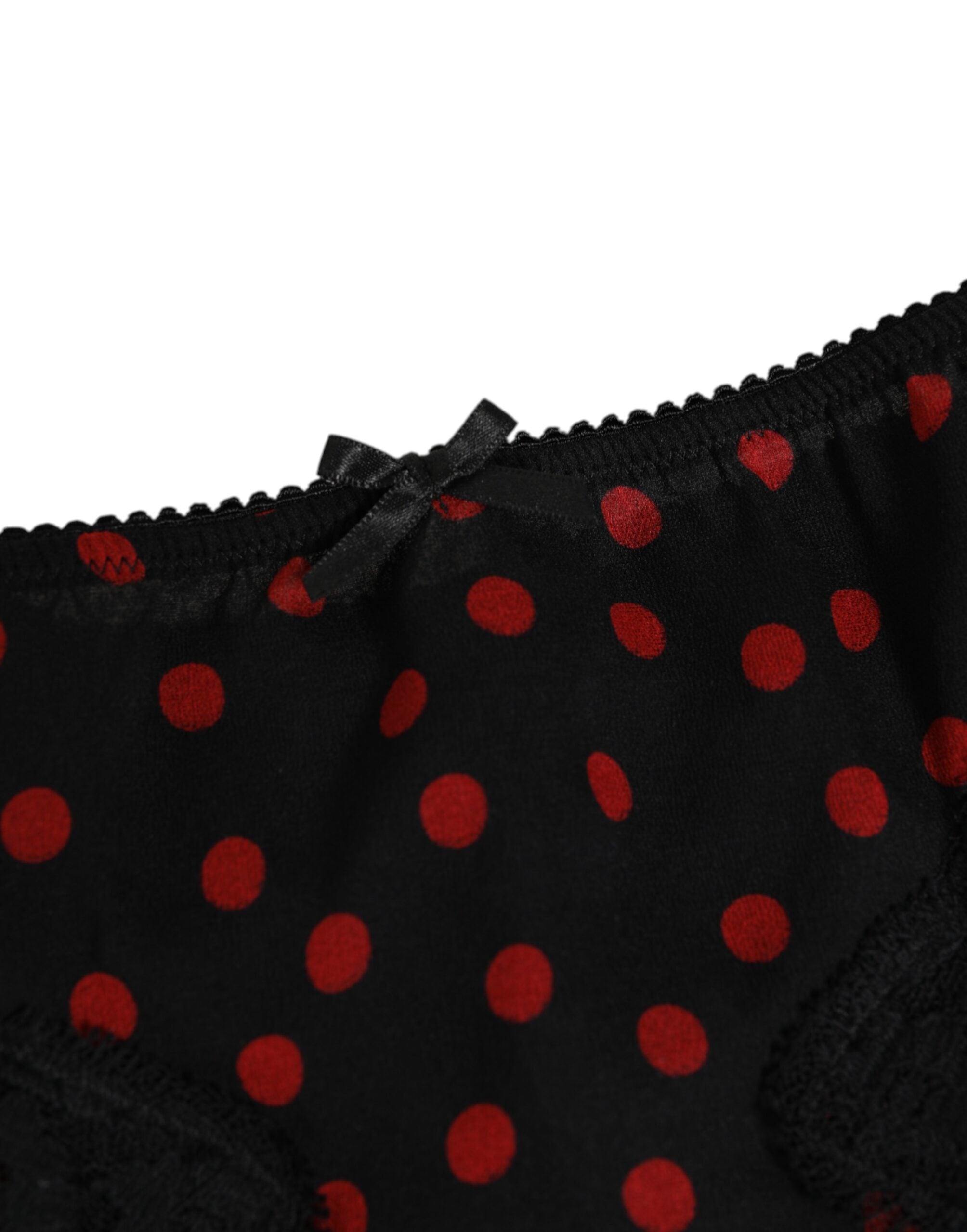 Culotte taille basse en soie noire à pois Dolce & Gabbana