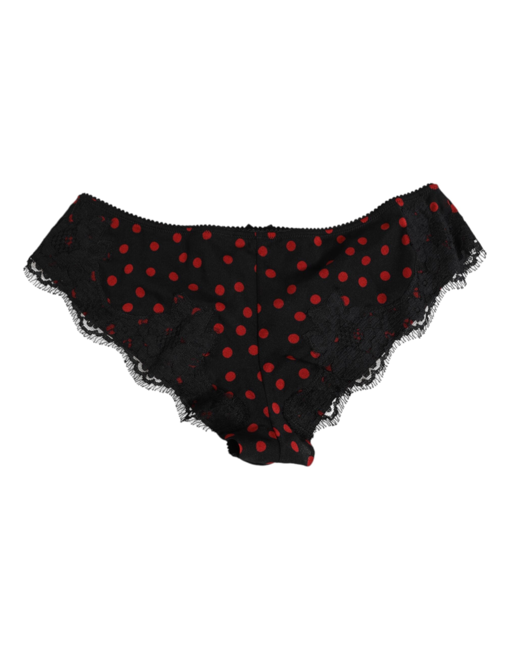 Culotte taille basse en soie noire à pois Dolce & Gabbana