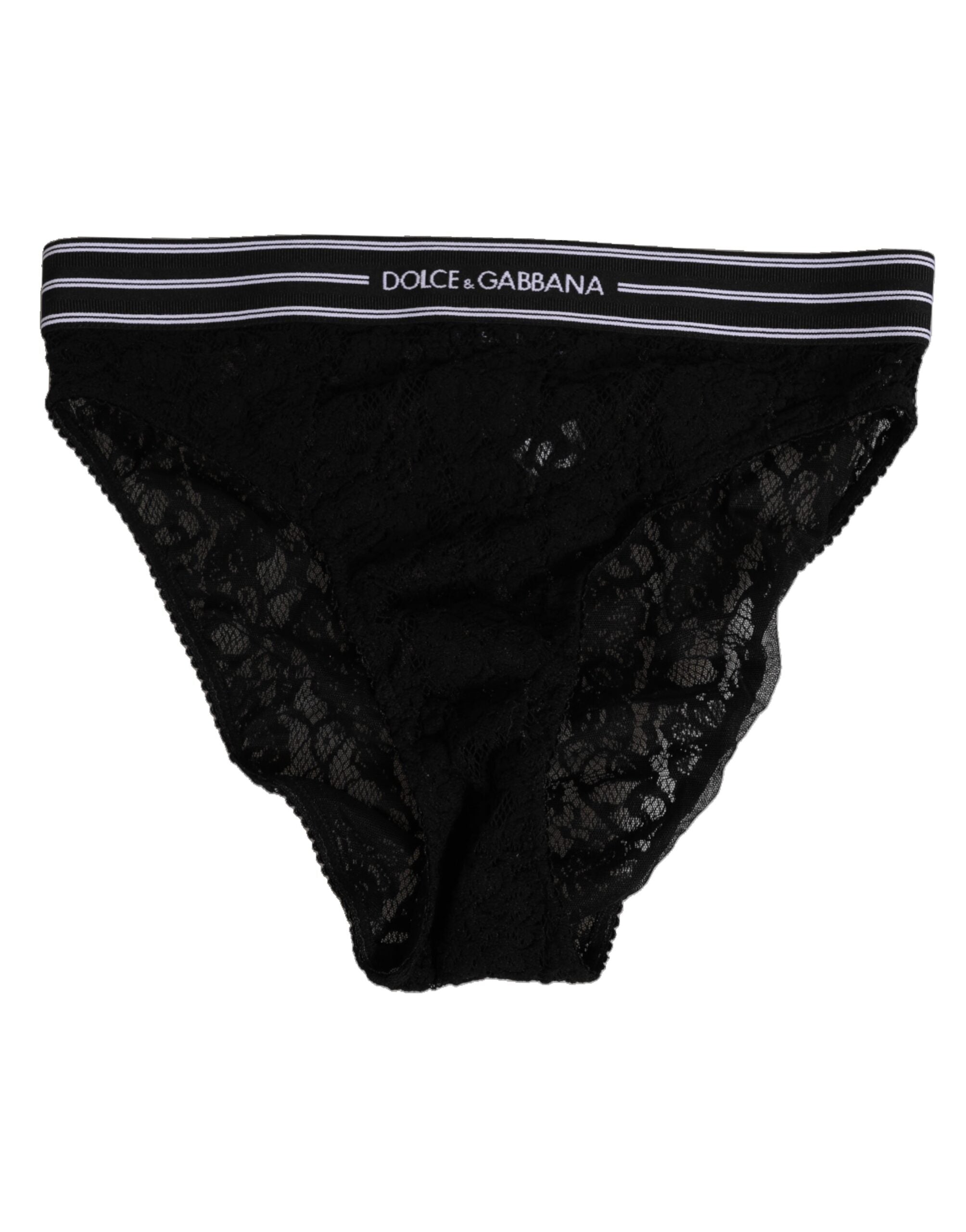 Slip en dentelle noire Dolce & Gabbana avec ceinture à logo