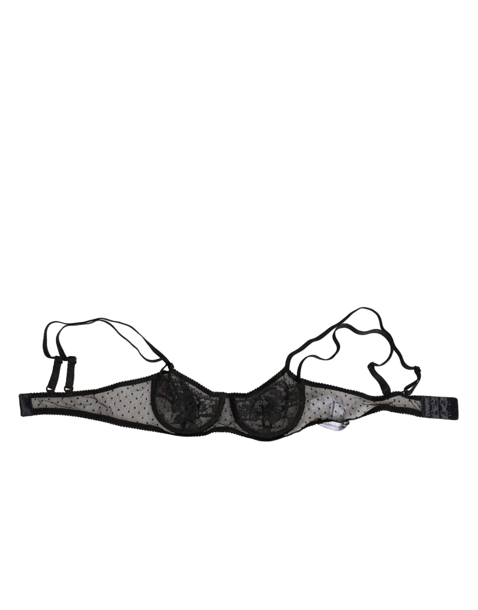 Soutien-gorge balconnet à armatures à fleurs noires Dolce & Gabbana