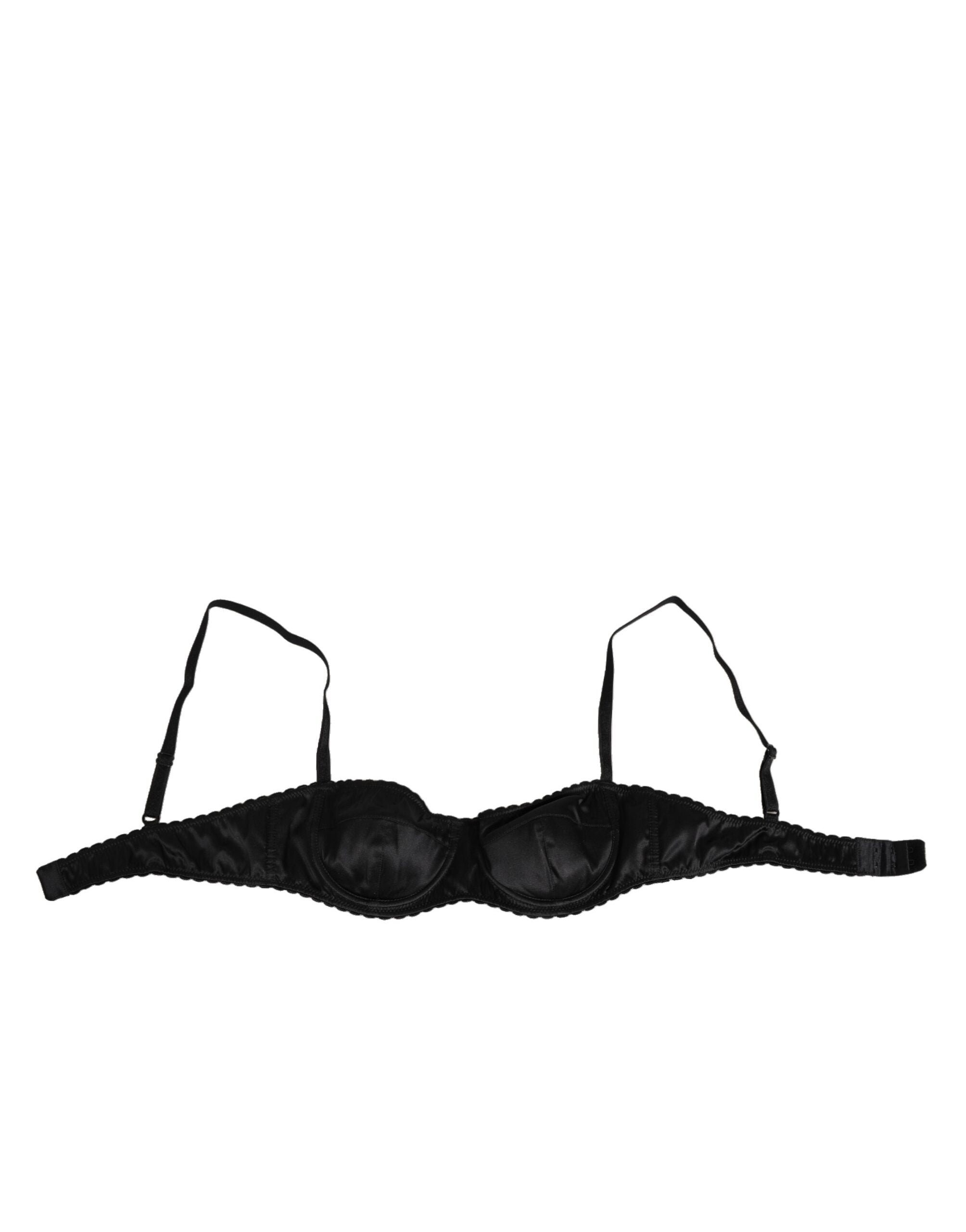 Soutien-gorge balconnet à armatures en soie noire Dolce & Gabbana