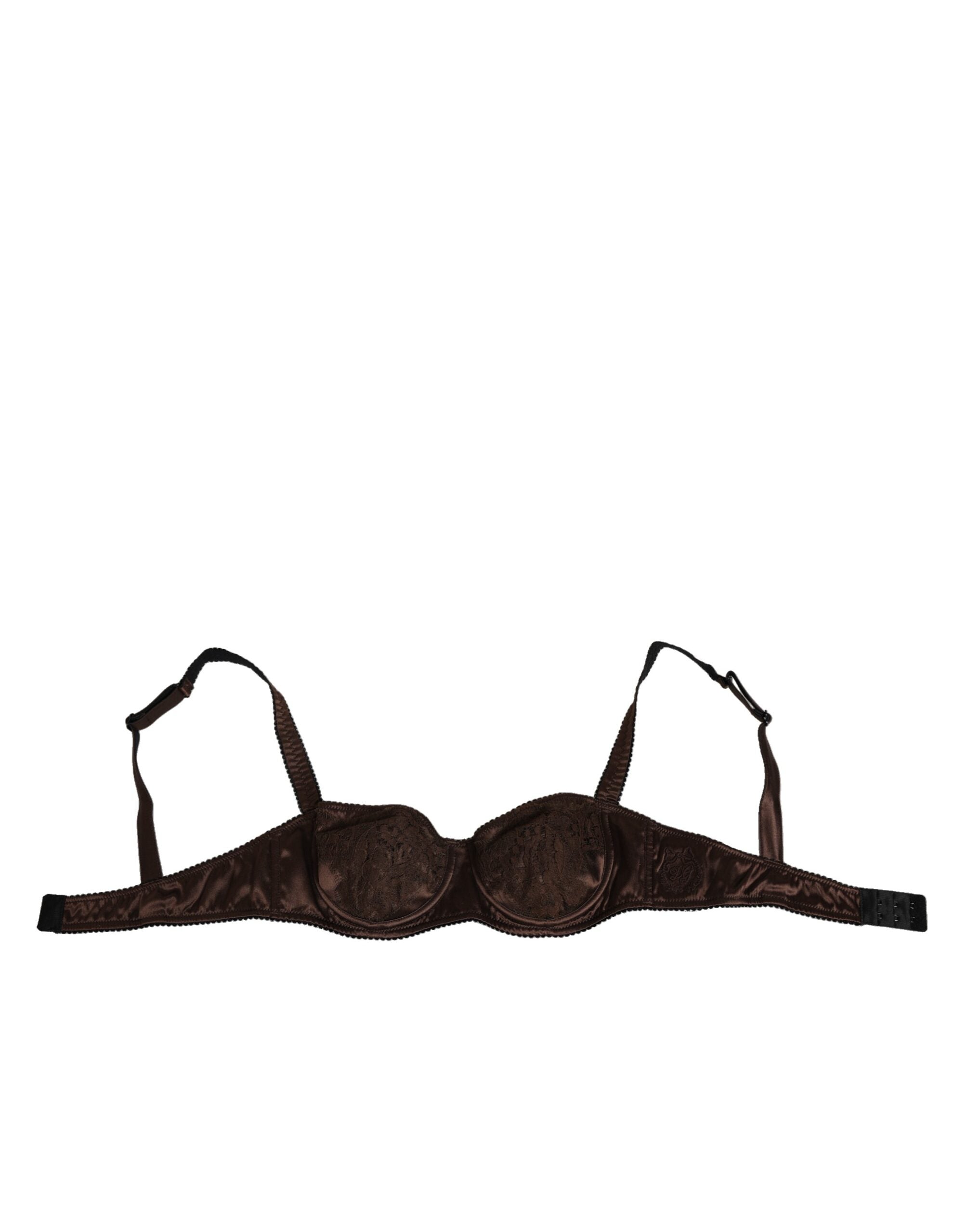 Soutien-gorge balconnet à armatures en soie marron Dolce & Gabbana