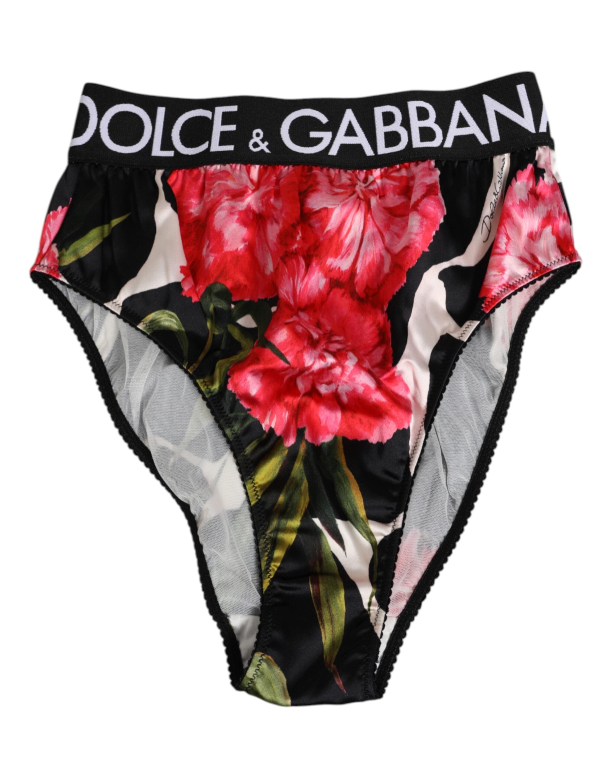 Culotte taille haute à imprimé floral noir Dolce & Gabbana