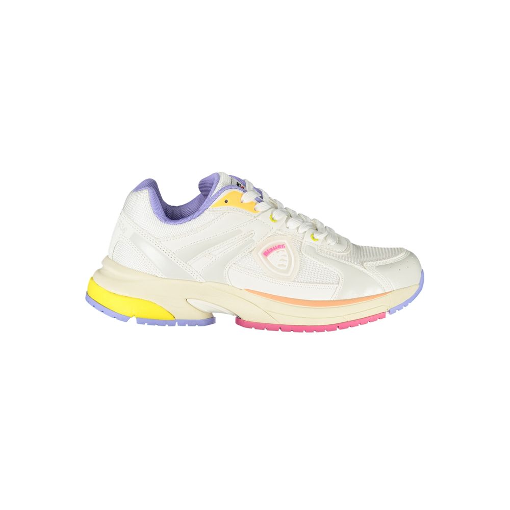 Blauer weißer Polyester-Sneaker