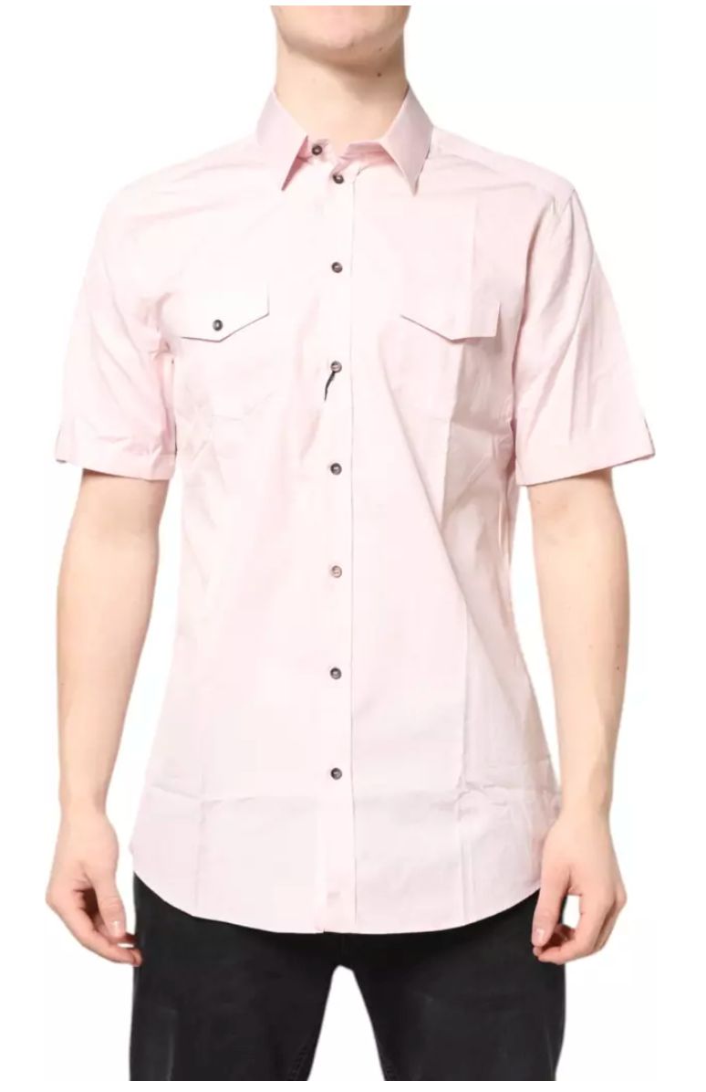Chemise décontractée à manches courtes en coton blanc Dolce & Gabbana