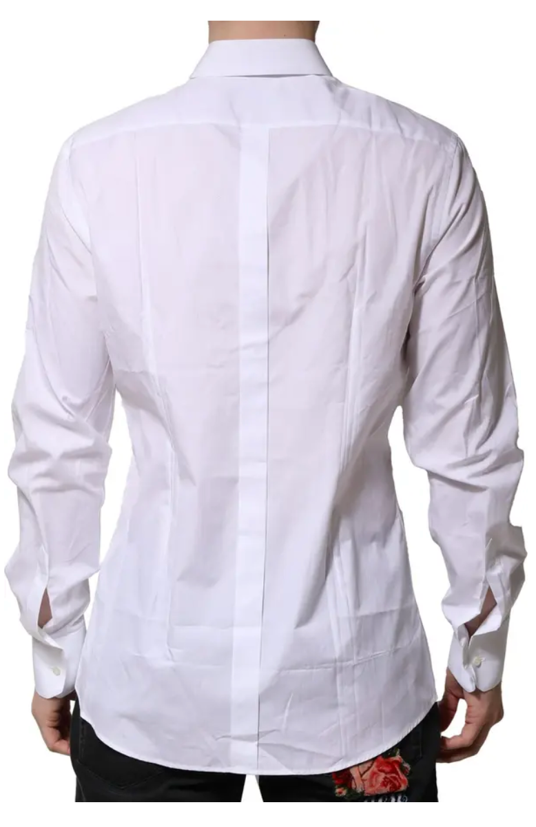 Dolce & Gabbana White Cotton GOLD Mens Dress Formal Shirt