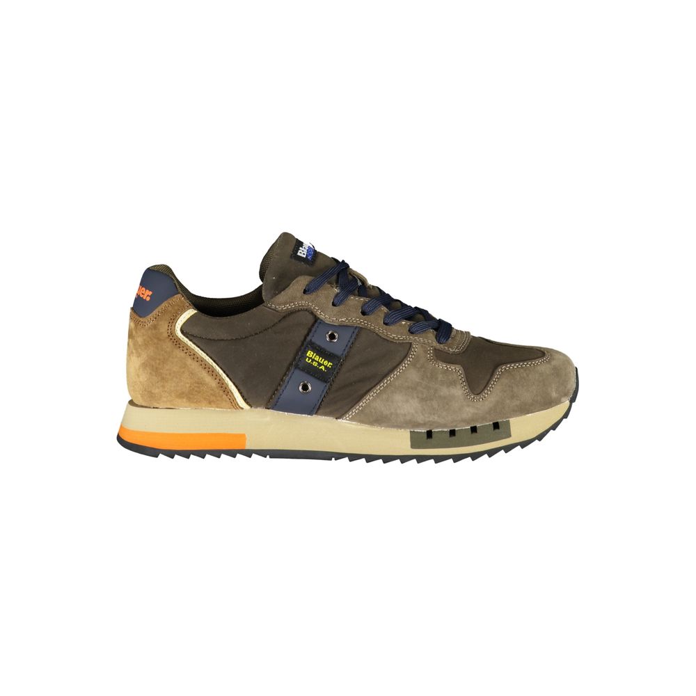 Blauer men's polyester sneakers in brown with navy accents and a rugged sole for casual wear