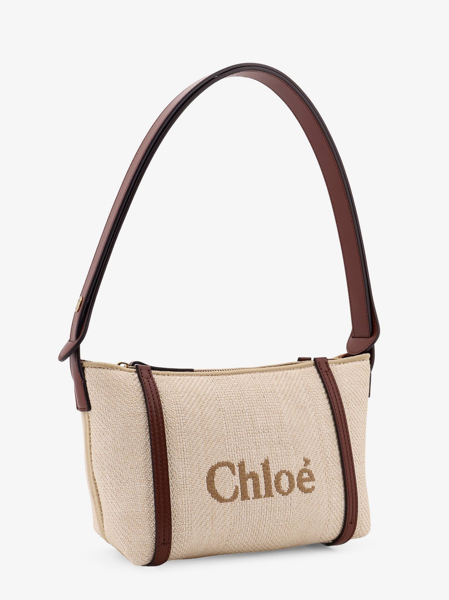 CHLOE' Chloè Carry canvas shoulder bag with logo embroidery