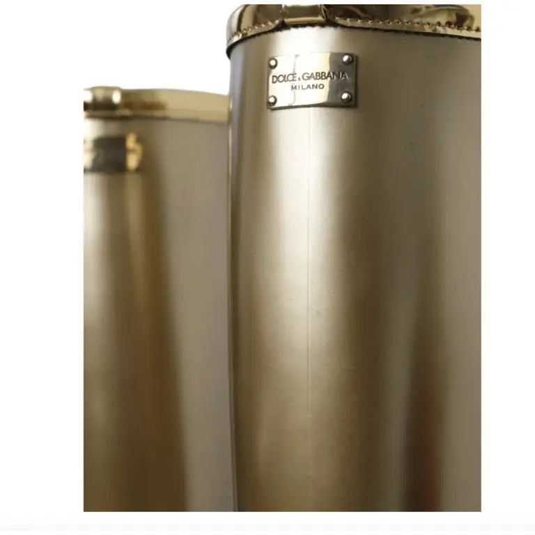 Dolce & Gabbana Metallic Rubber Rain Boots Gold