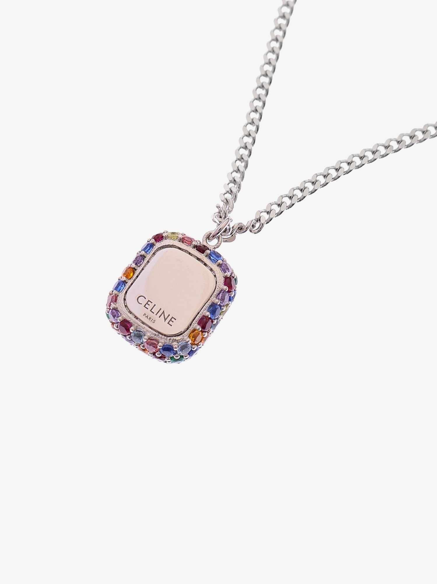Celine Metal necklace with multicolor pendant