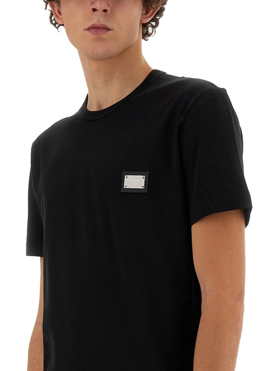 Dolce & Gabbana T-SHIRT WITH LOGO PLAQUE