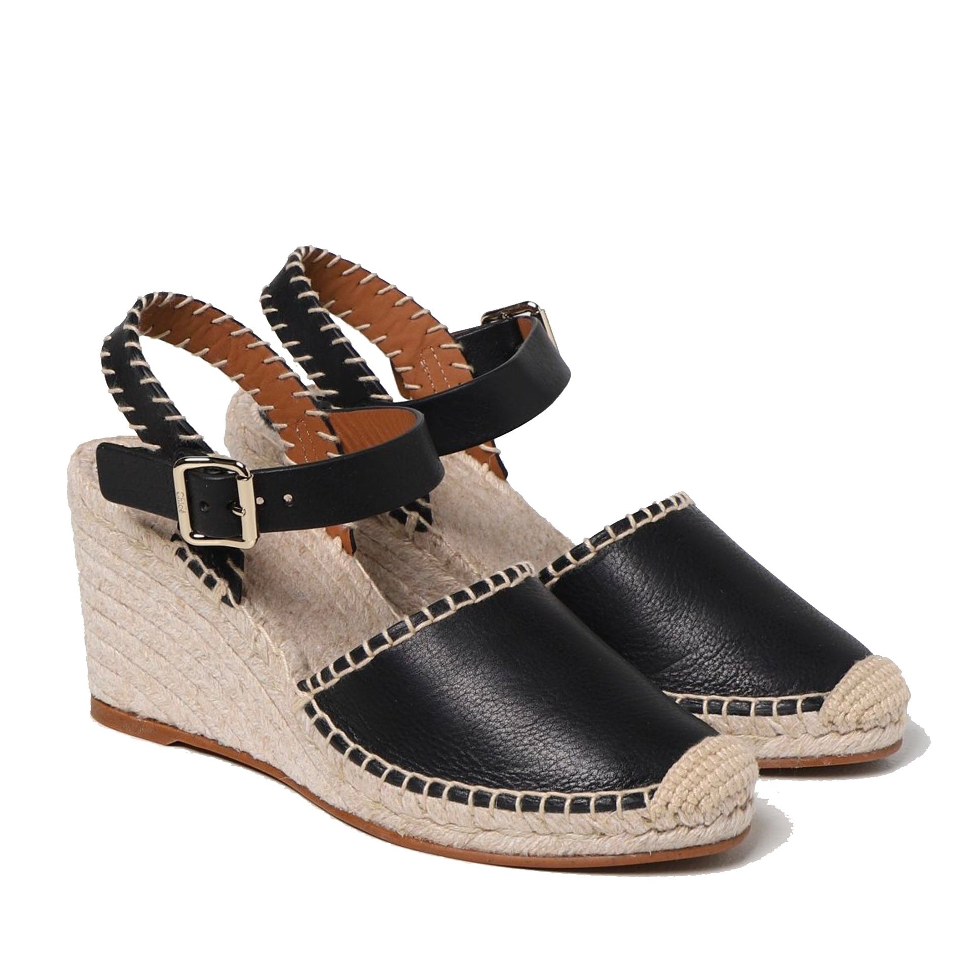 Chloe' Leather Wedge Sandals