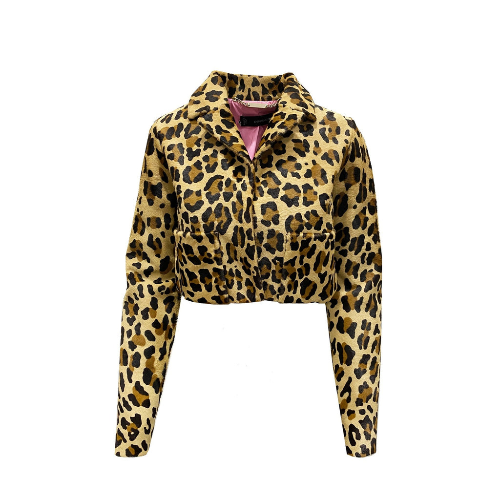 DSQUARED2 Leopard Calf Hair Cropped Jacket – Siebentaschen