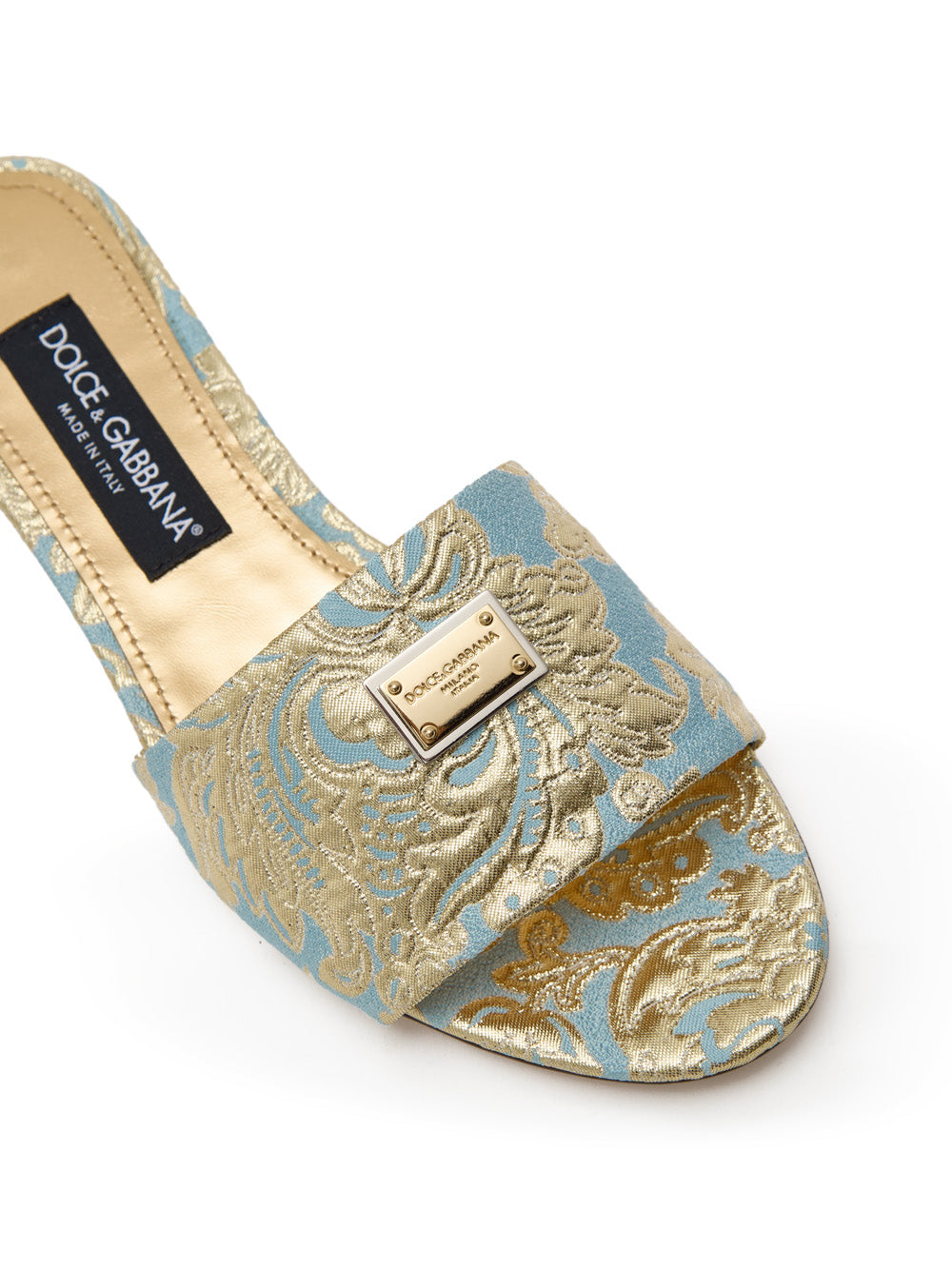 Dolce & Gabbana Gold Brocade Motif Slide