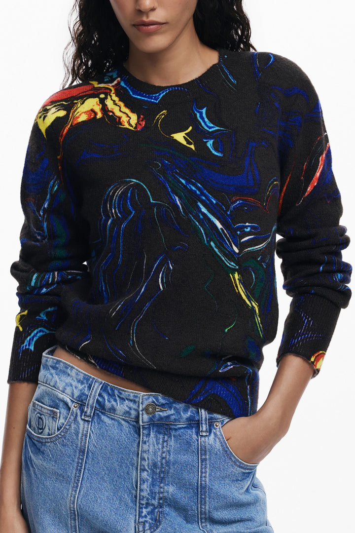 DESIGUAL WOMEN&#39;S BLACK SWEATER