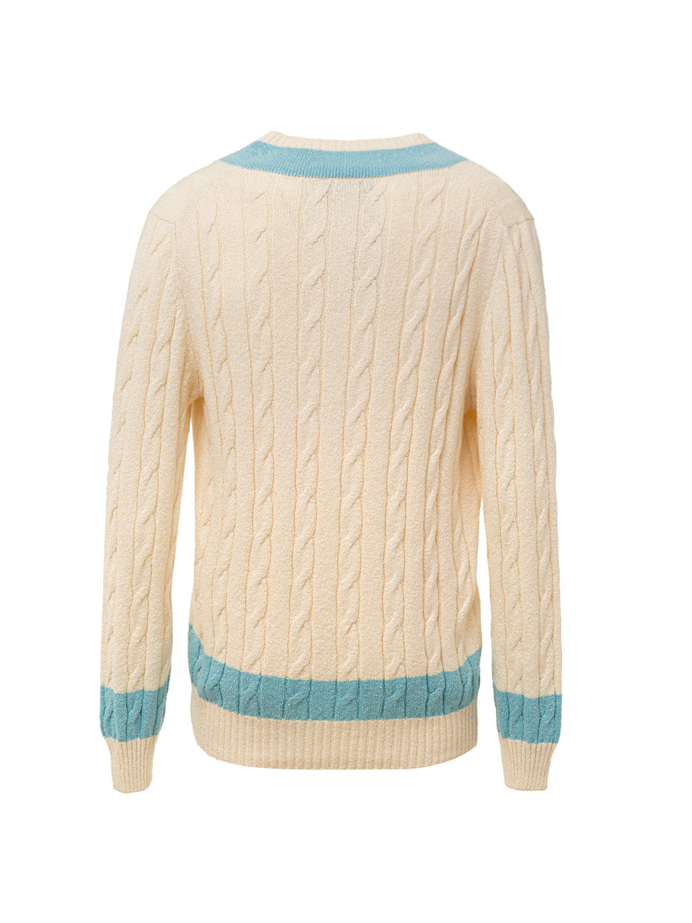 Gran Sasso White and Blue College V-Neck Sweater – Men – Siebentaschen