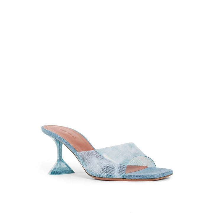 Amina Muaddi Lupita Glass Pvc Denim Mules