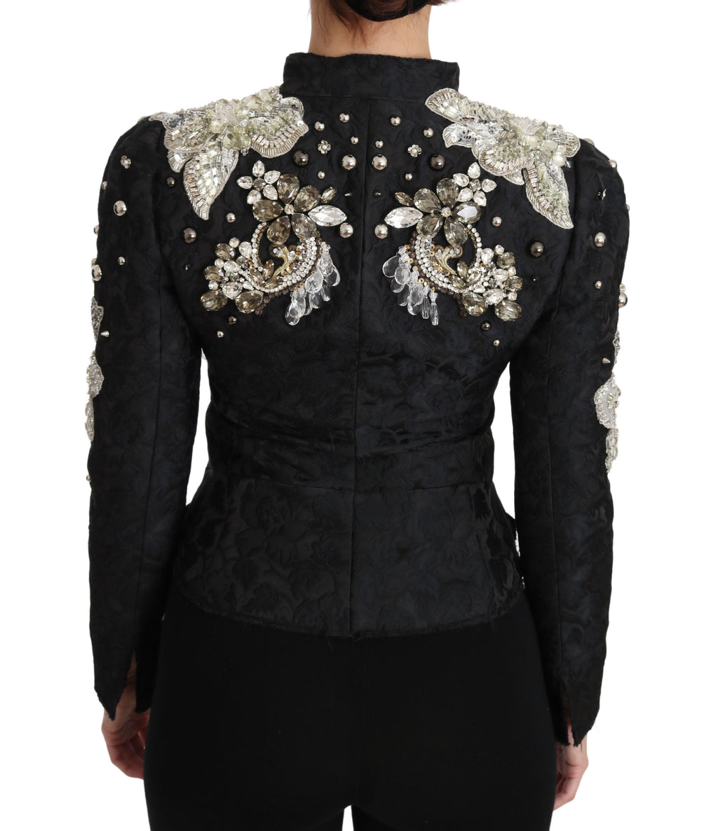 Dolce &amp; Gabbana Elegante schwarz-silberne Barockjacke