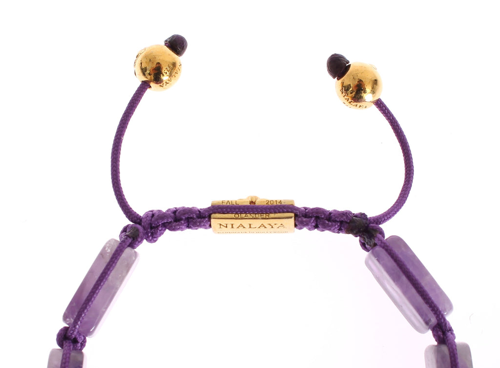 Bracelet Nialaya éblouissant en diamant plaqué or et améthyste