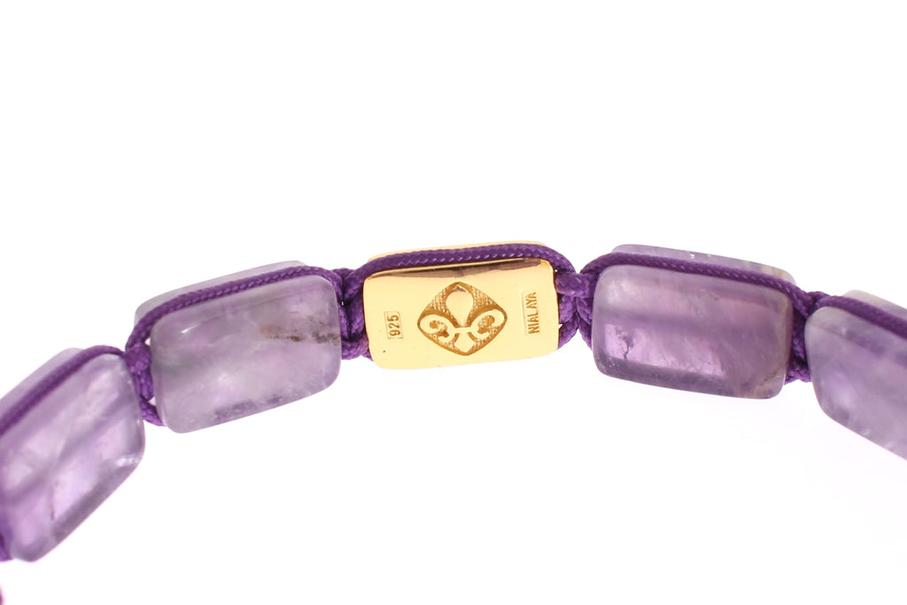 Bracelet Nialaya éblouissant en diamant plaqué or et améthyste