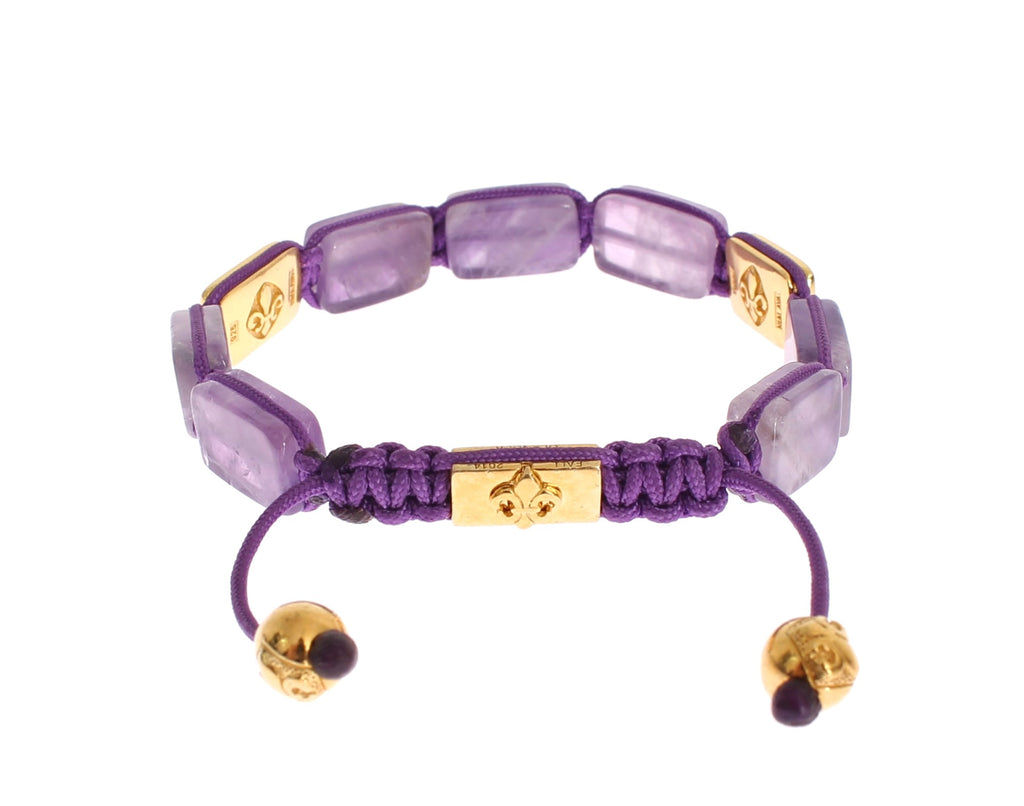 Bracelet Nialaya éblouissant en diamant plaqué or et améthyste
