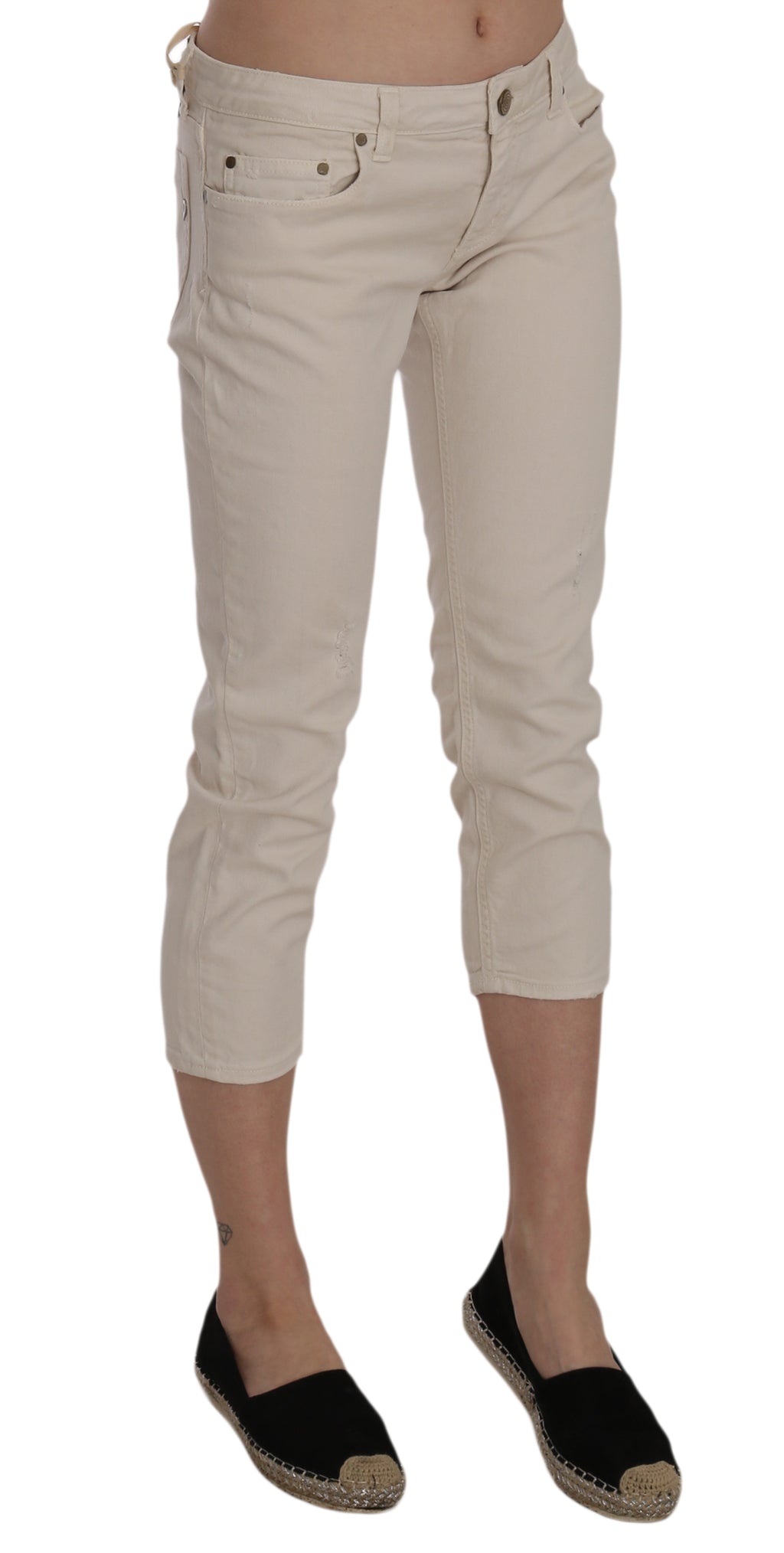 Pantalon capri skinny taille basse beige Dondup